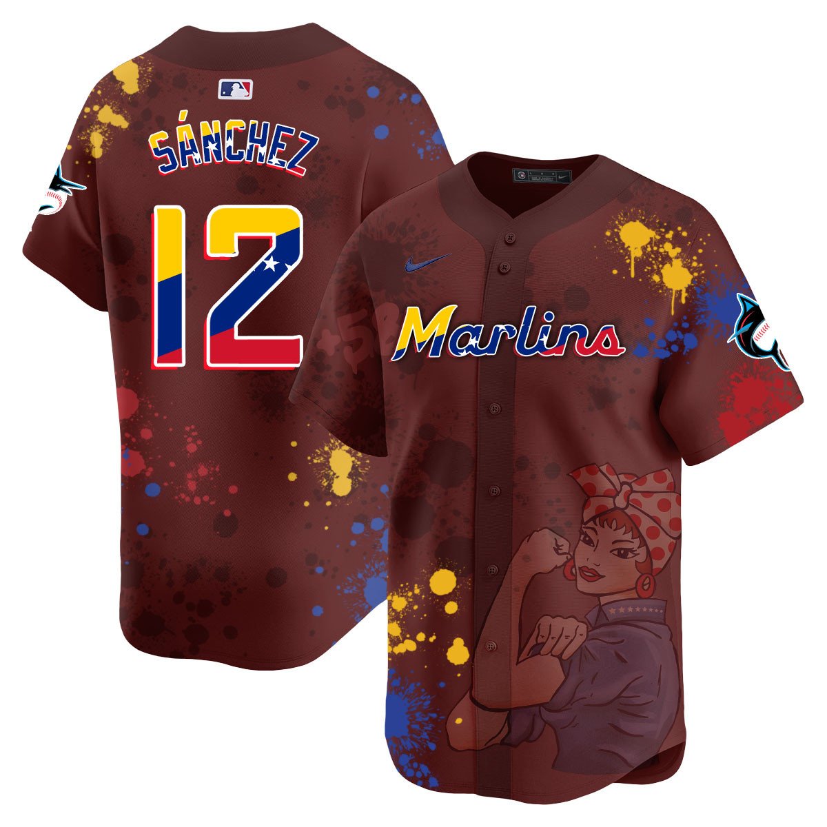 Miami Marlins 2024 Venezuelan Heritage Jersey - All Stitched