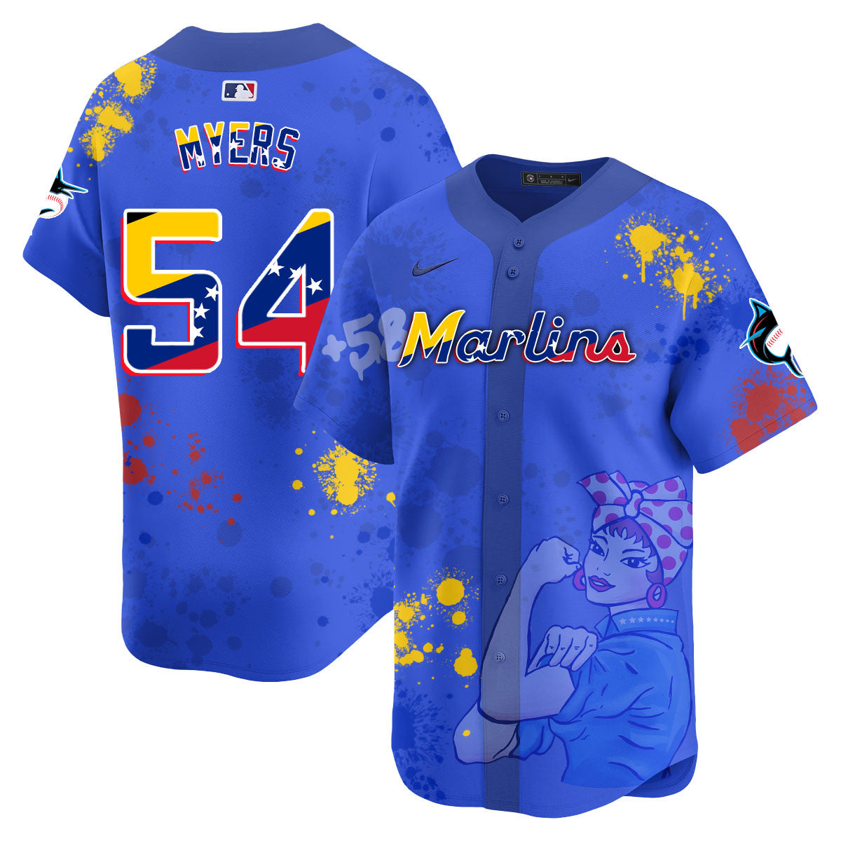 Miami Marlins 2024 Venezuelan Heritage Jersey - All Stitched