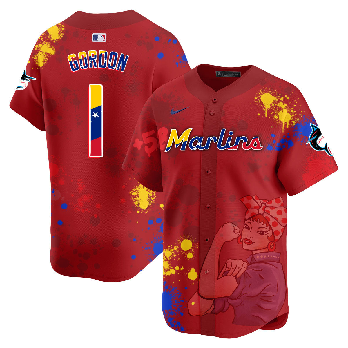 Miami Marlins 2024 Venezuelan Heritage Jersey - All Stitched