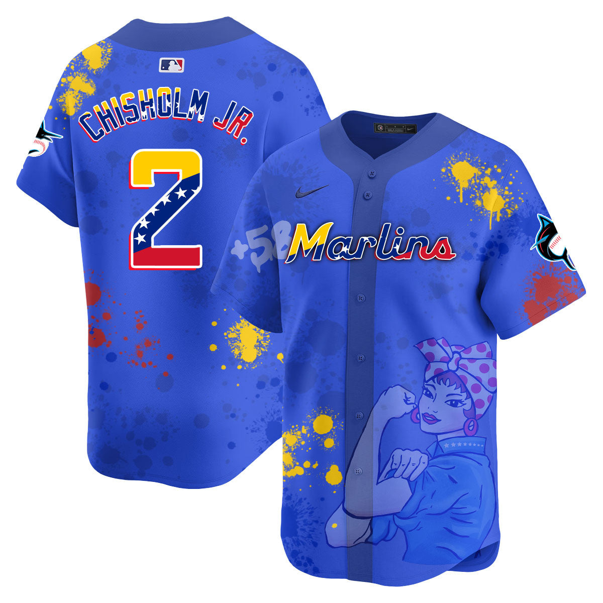 Miami Marlins 2024 Venezuelan Heritage Jersey - All Stitched