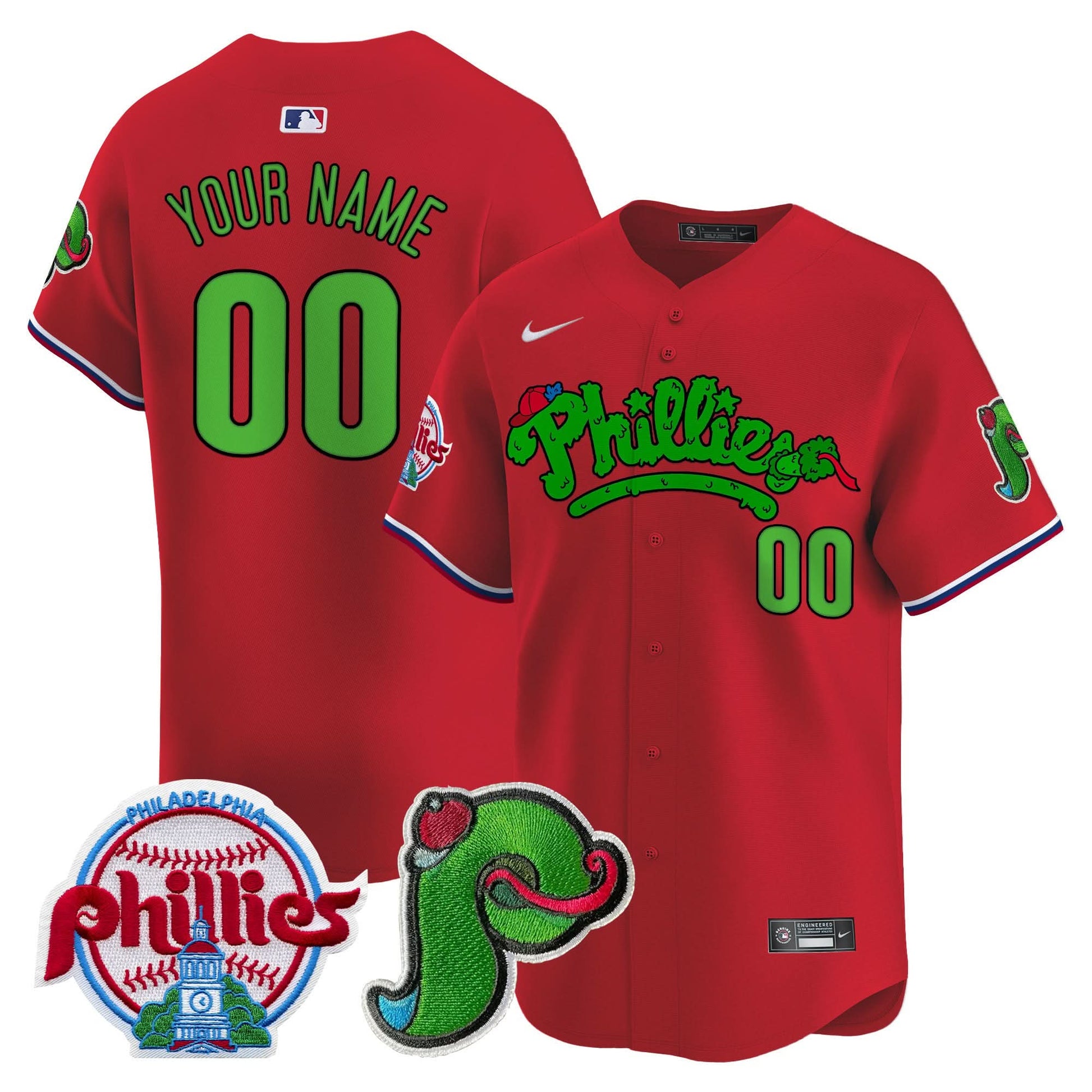 Phillies Phanatic Patch Vapor Premier Limited Custom Jersey V4 - All Stitched