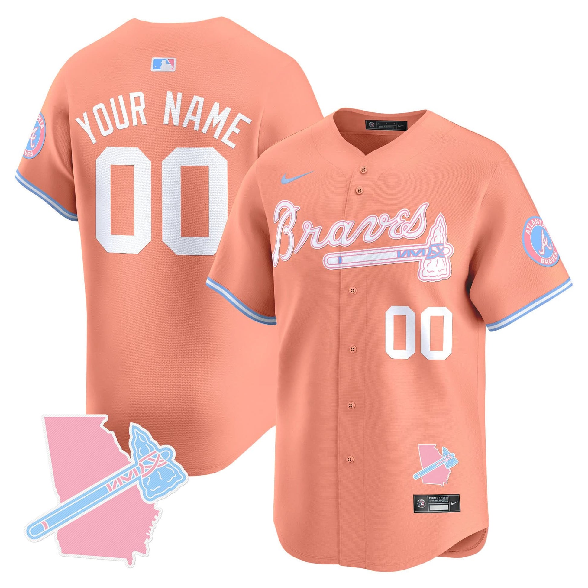 Atlanta Braves Bubblegum Pink Vapor Premier Limited Custom Jersey - All Stitched
