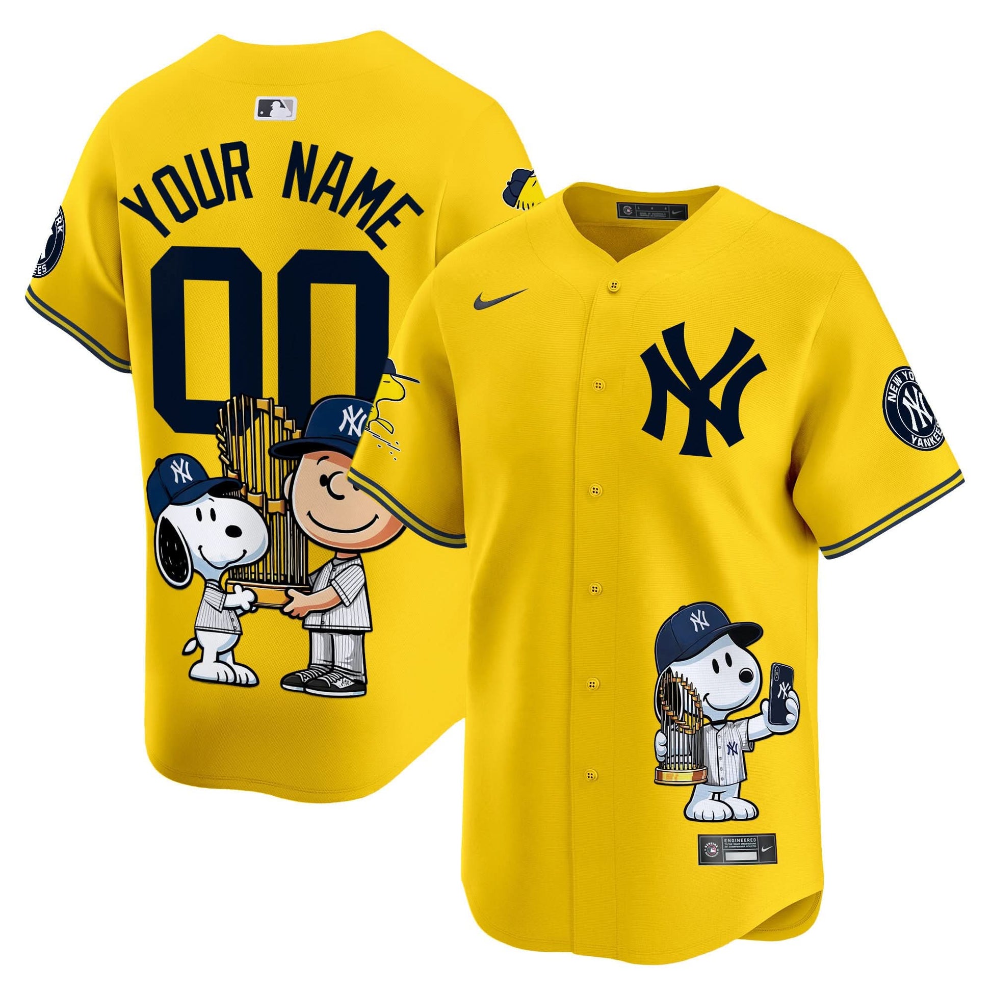 Unisex New York Yankees Peanut Snoopy Vapor Premier Limited Custom Jersey - Printed