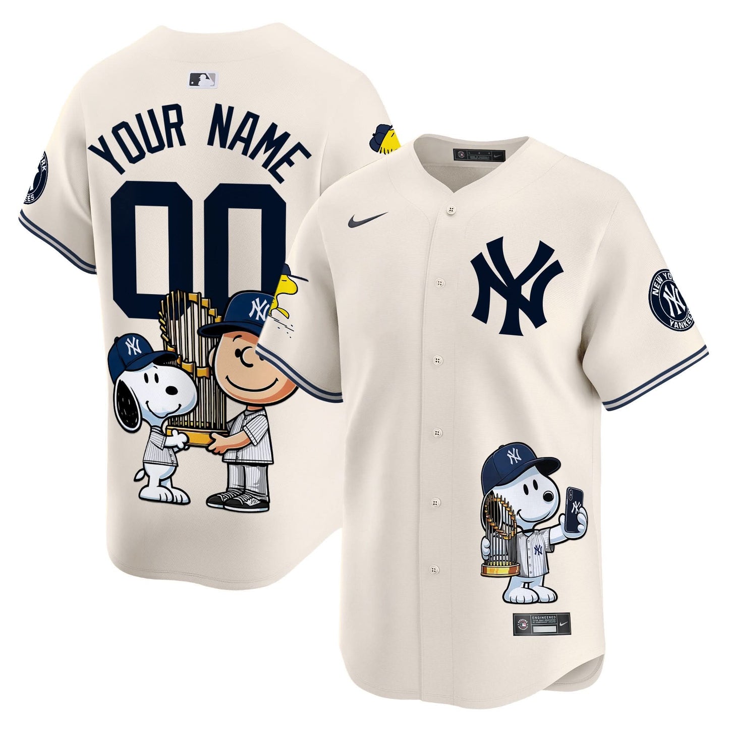 Unisex New York Yankees Peanut Snoopy Vapor Premier Limited Custom Jersey - Printed