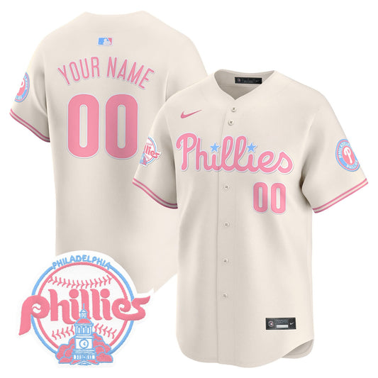 Phillies Bubblegum Pink Vapor Premier Limited Custom Jersey V2 - All Stitched