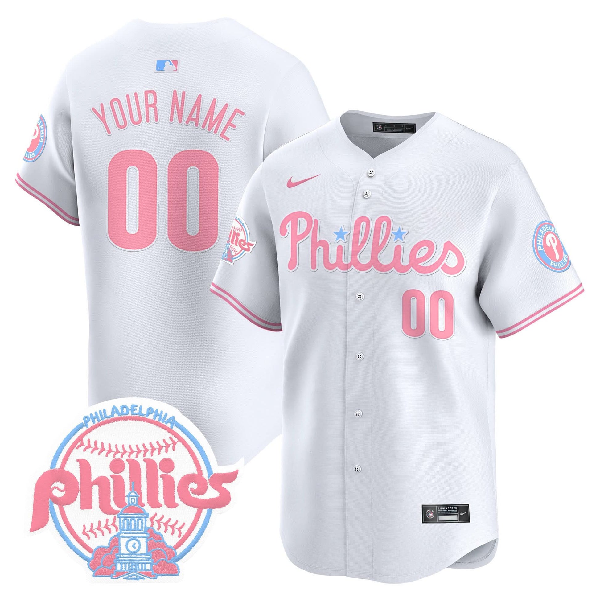Phillies Bubblegum Pink Vapor Premier Limited Custom Jersey V2 - All Stitched