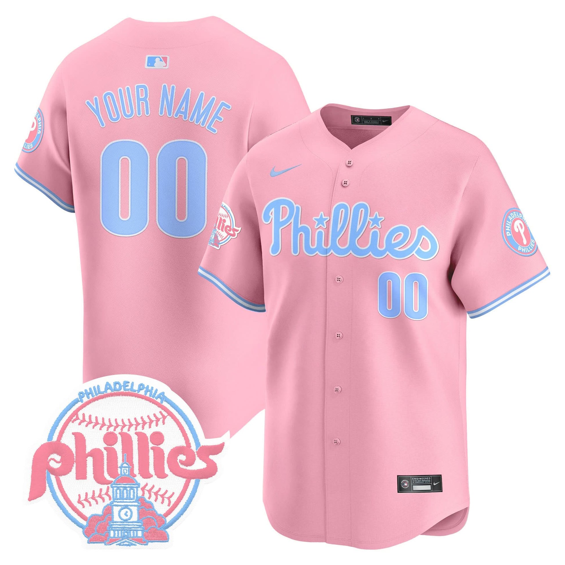 Phillies Bubblegum Pink Vapor Premier Limited Custom Jersey V2 - All Stitched