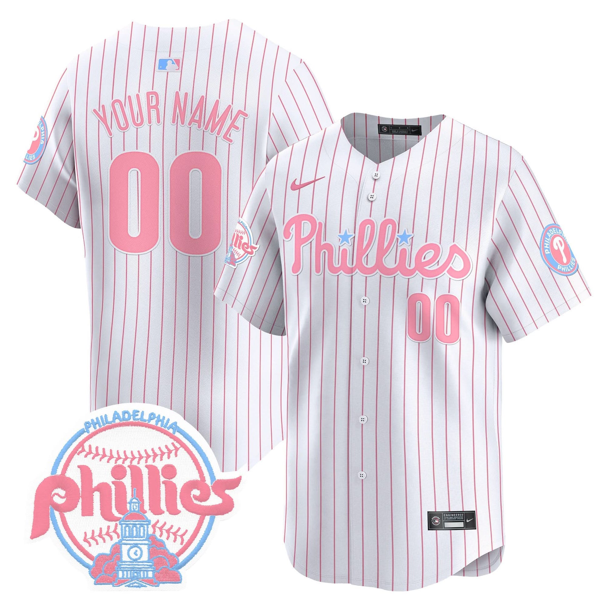 Phillies Bubblegum Pink Vapor Premier Limited Custom Jersey V2 - All Stitched