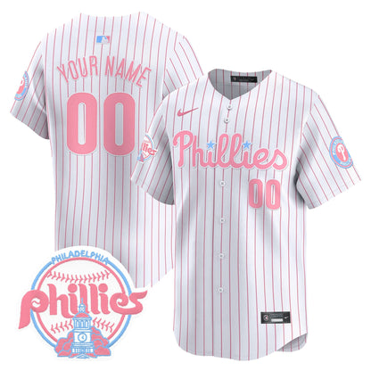 Phillies Bubblegum Pink Vapor Premier Limited Custom Jersey V2 - All Stitched
