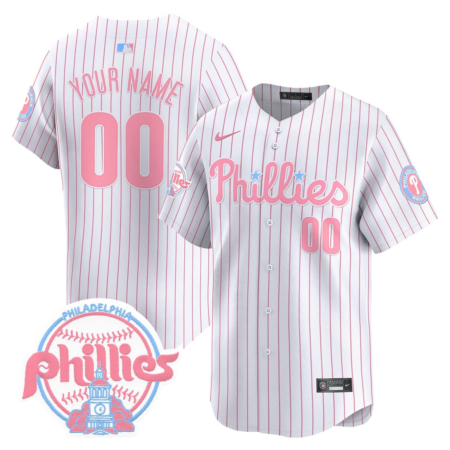 Phillies Bubblegum Pink Vapor Premier Limited Custom Jersey V2 - All Stitched