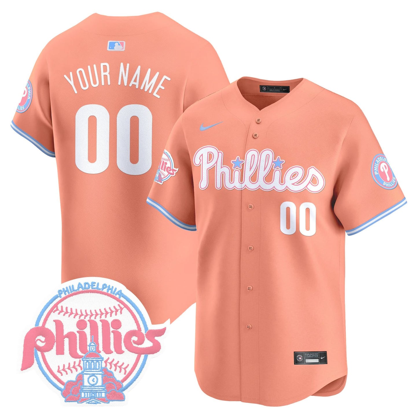 Phillies Bubblegum Pink Vapor Premier Limited Custom Jersey V2 - All Stitched