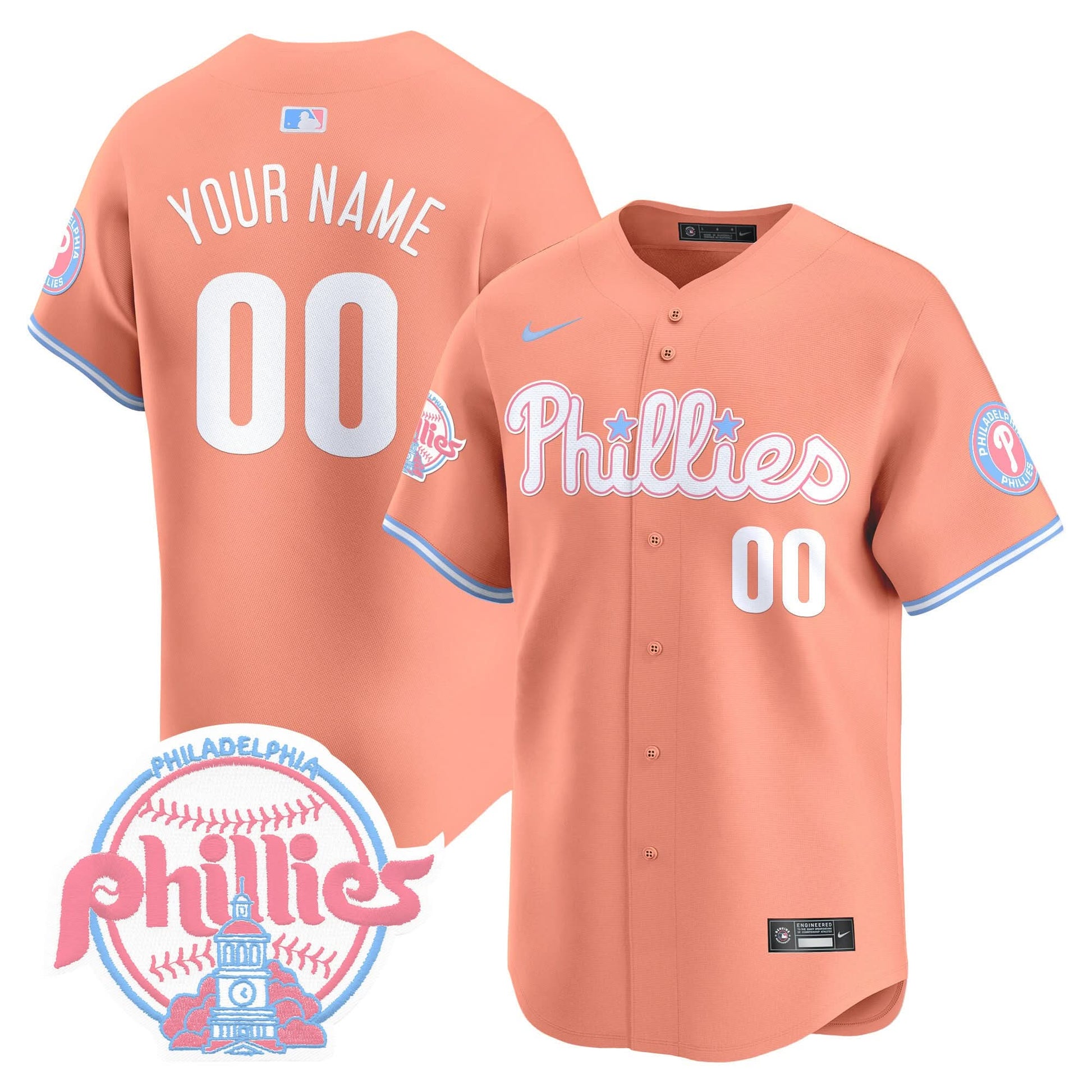 Phillies Bubblegum Pink Vapor Premier Limited Custom Jersey V2 - All Stitched