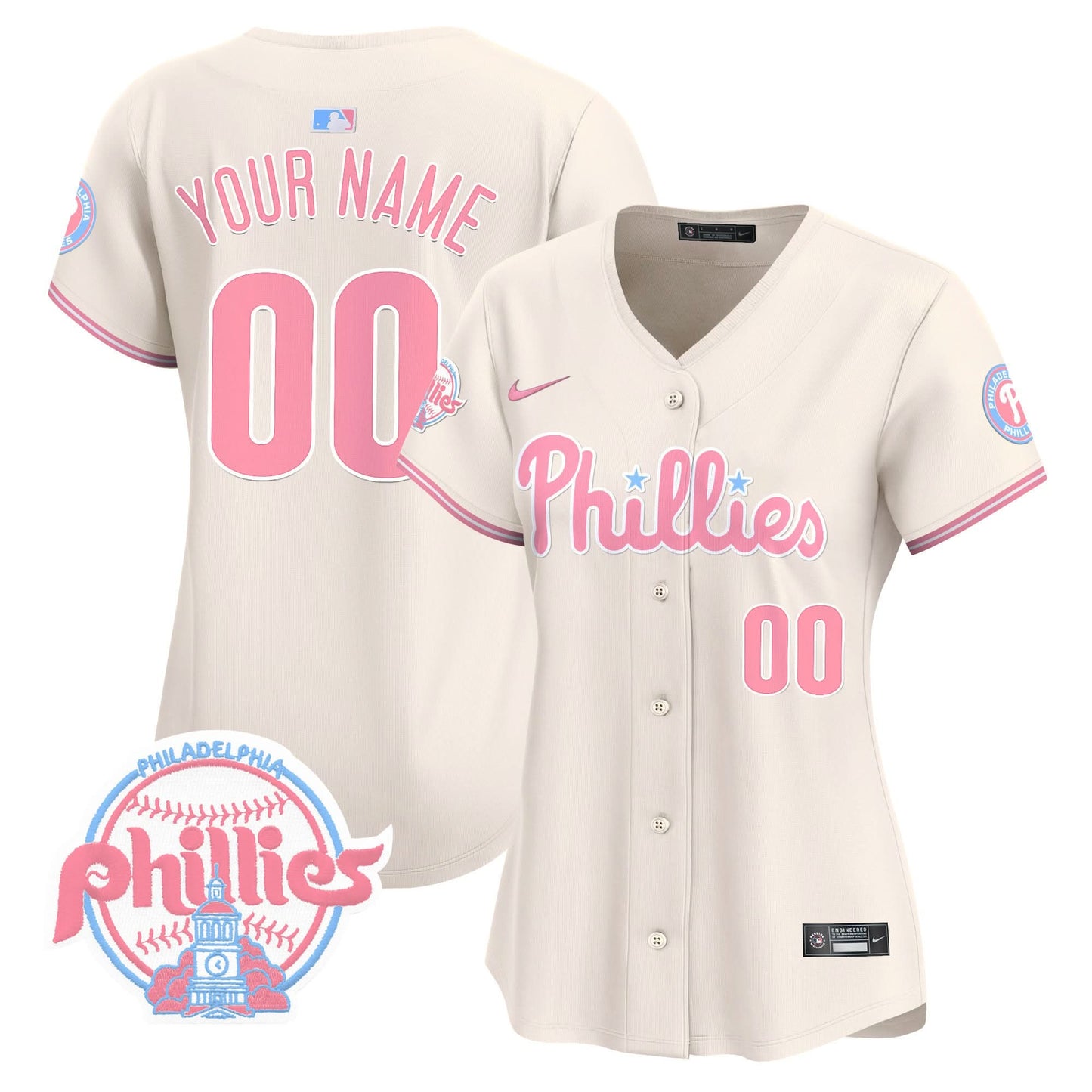 Phillies Bubblegum Pink Vapor Premier Limited Custom Jersey V2 - All Stitched