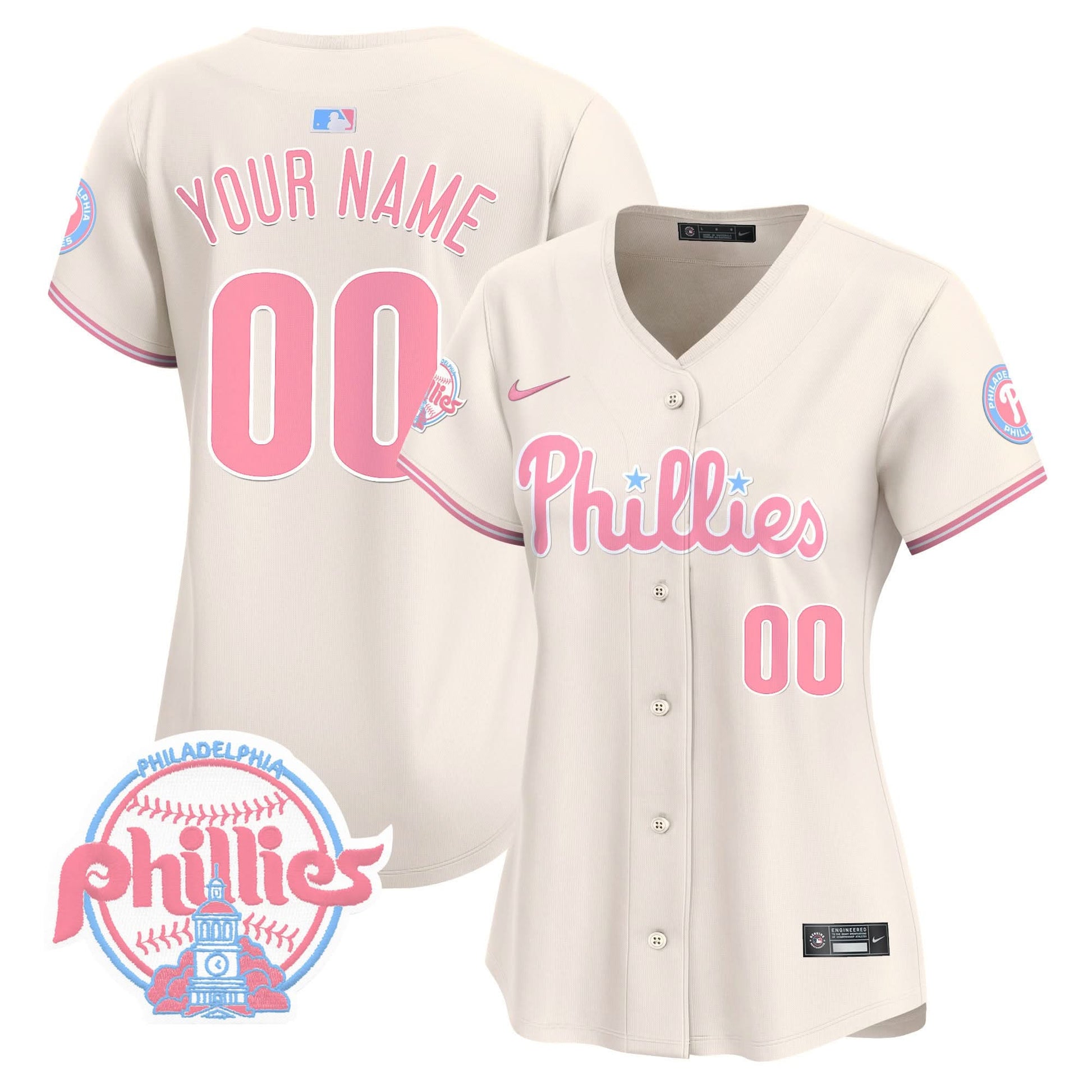 Phillies Bubblegum Pink Vapor Premier Limited Custom Jersey V2 - All Stitched