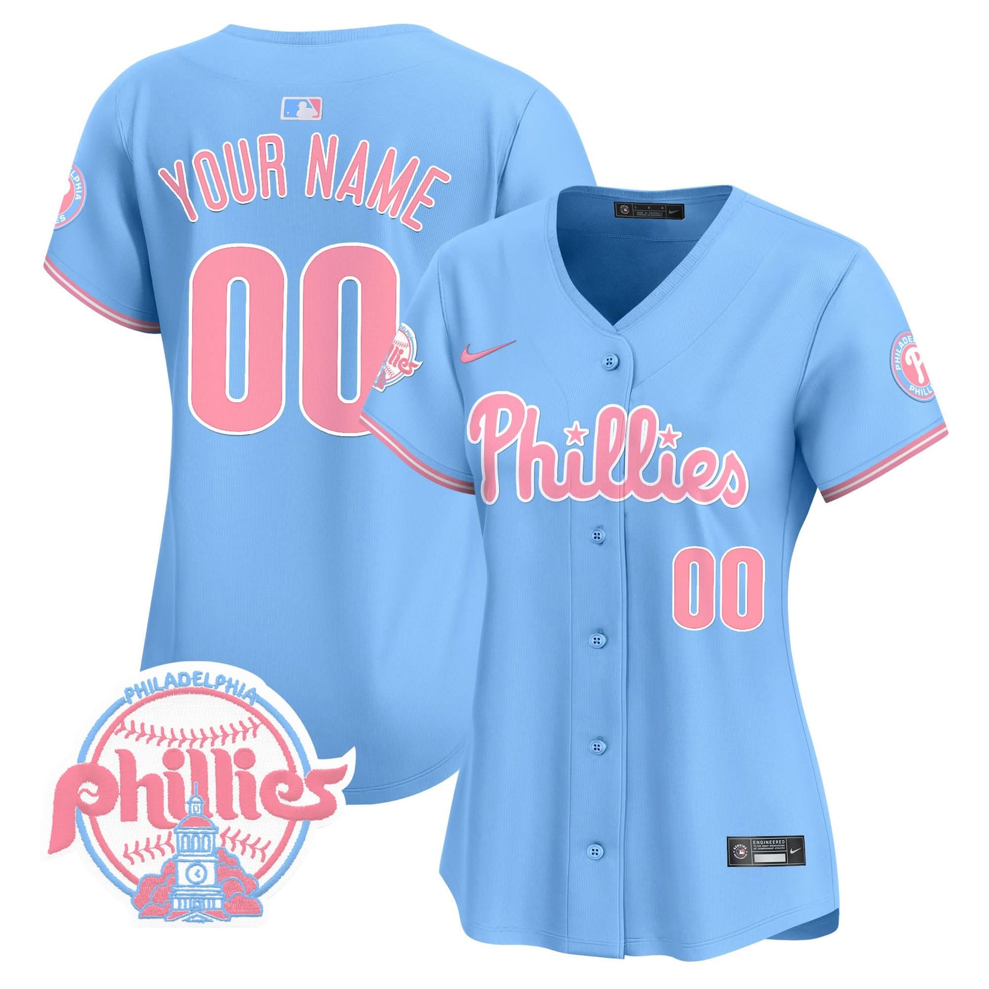 Phillies Bubblegum Pink Vapor Premier Limited Custom Jersey V2 - All Stitched