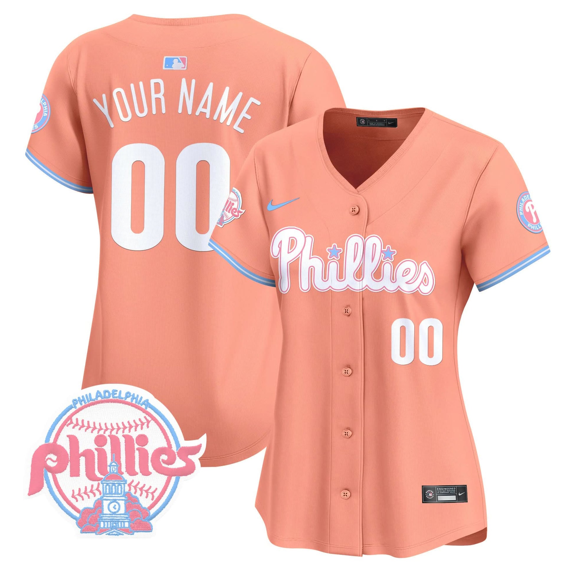Phillies Bubblegum Pink Vapor Premier Limited Custom Jersey V2 - All Stitched