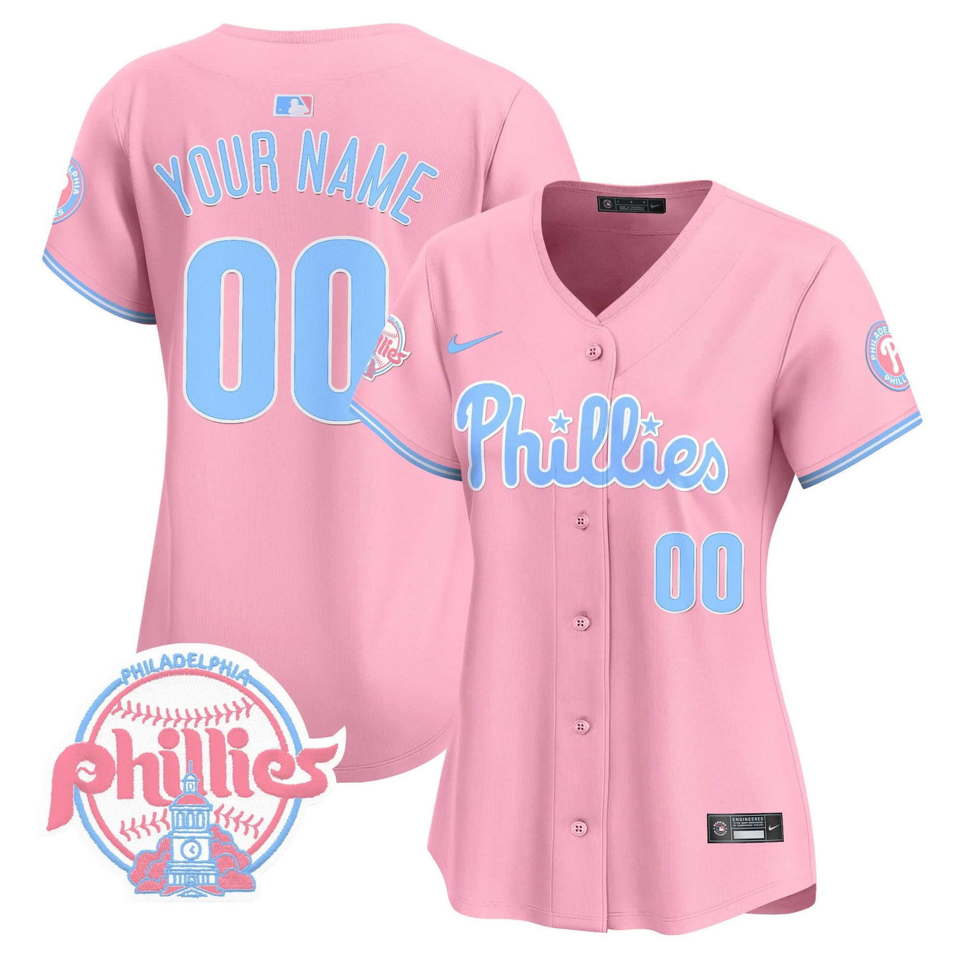 Phillies Bubblegum Pink Vapor Premier Limited Custom Jersey V2 - All Stitched