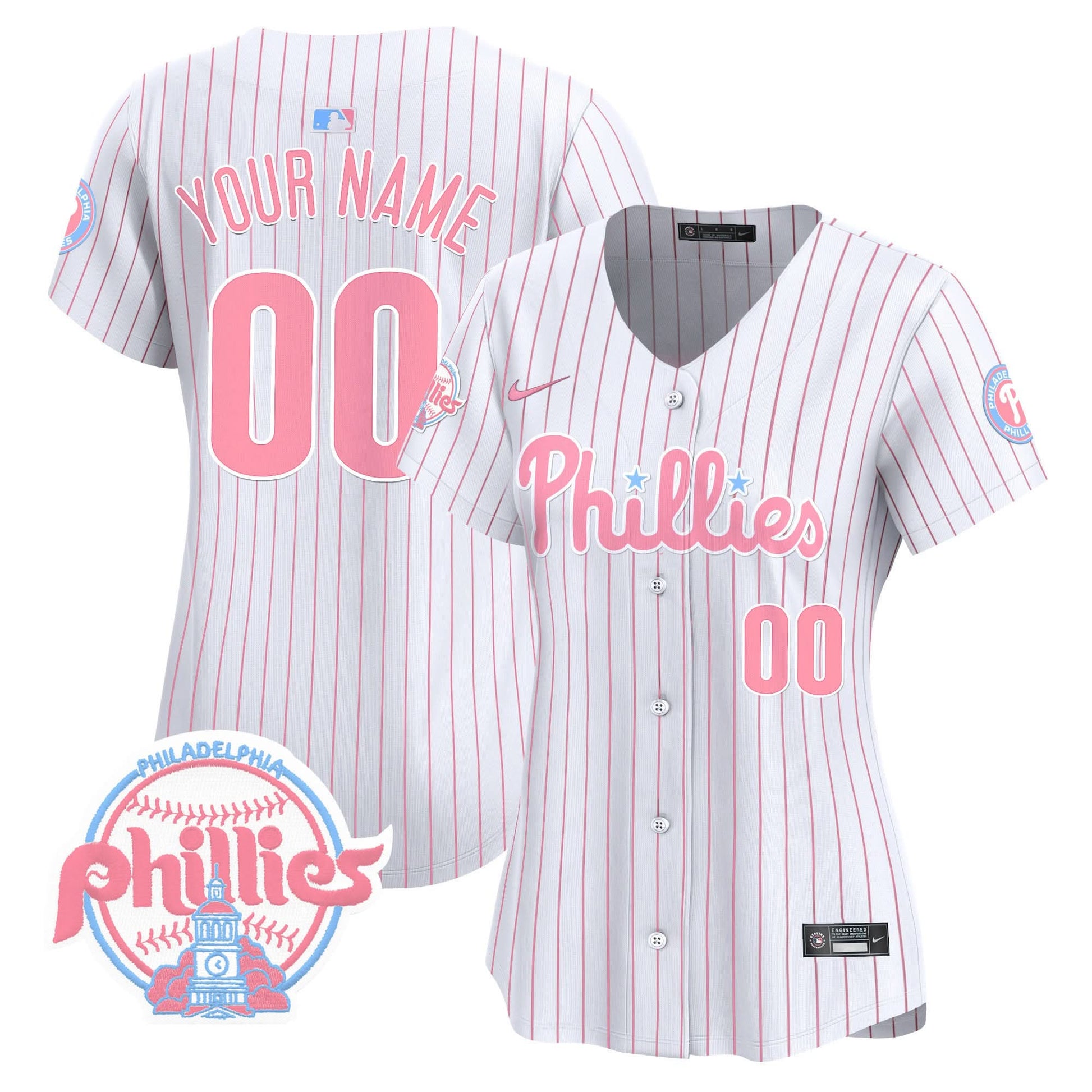 Phillies Bubblegum Pink Vapor Premier Limited Custom Jersey V2 - All Stitched