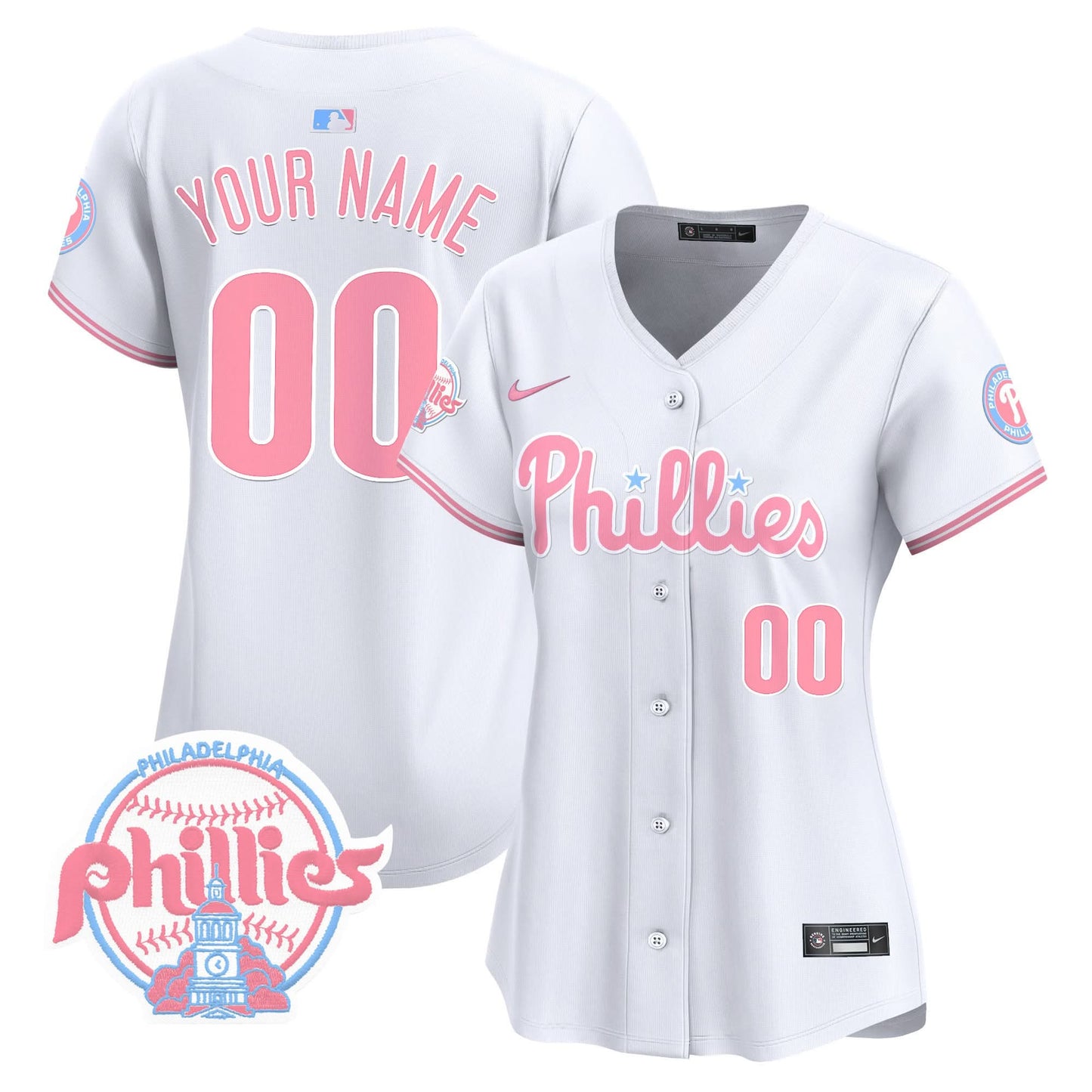 Phillies Bubblegum Pink Vapor Premier Limited Custom Jersey V2 - All Stitched