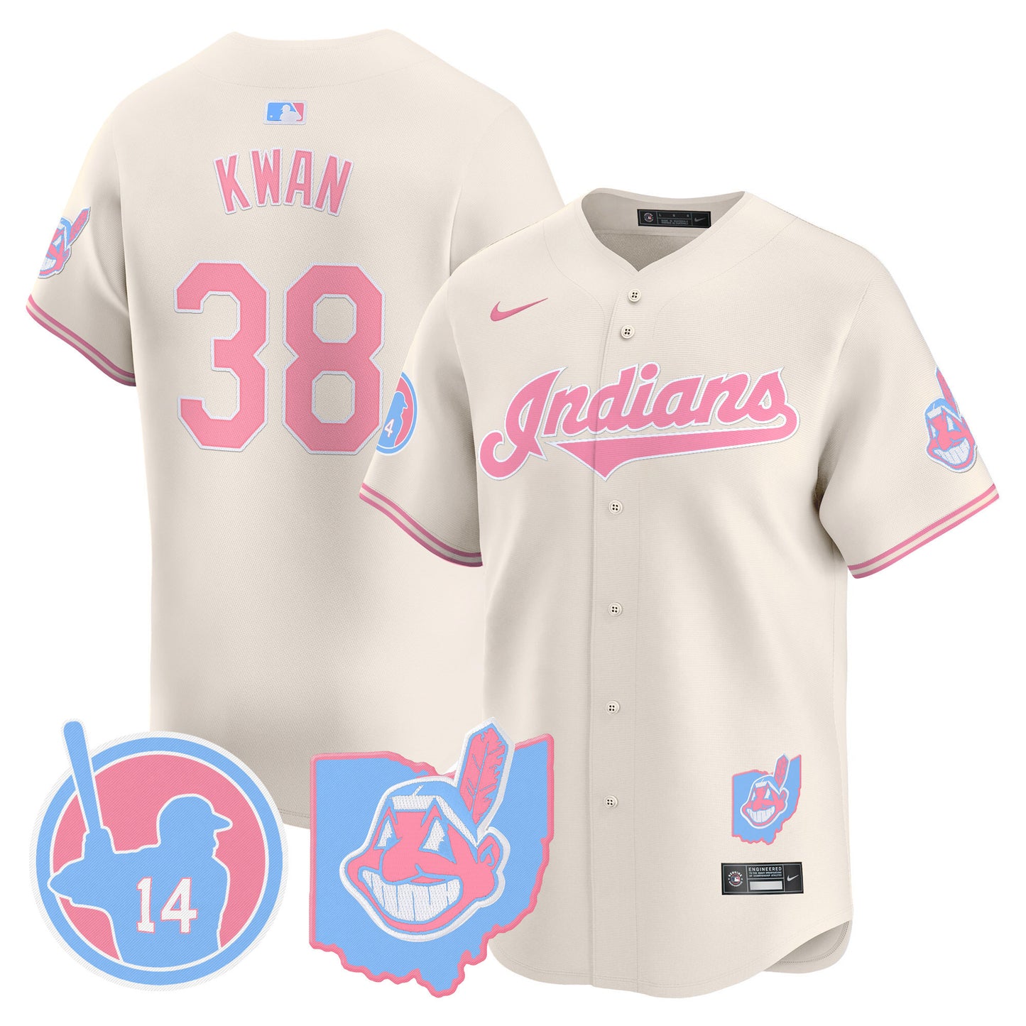 Cleveland Indians Larry Doby Bubblegum Pink Vapor Premier Limited Jersey - All Stitched