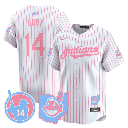 Cleveland Indians Larry Doby Bubblegum Pink Vapor Premier Limited Jersey - All Stitched