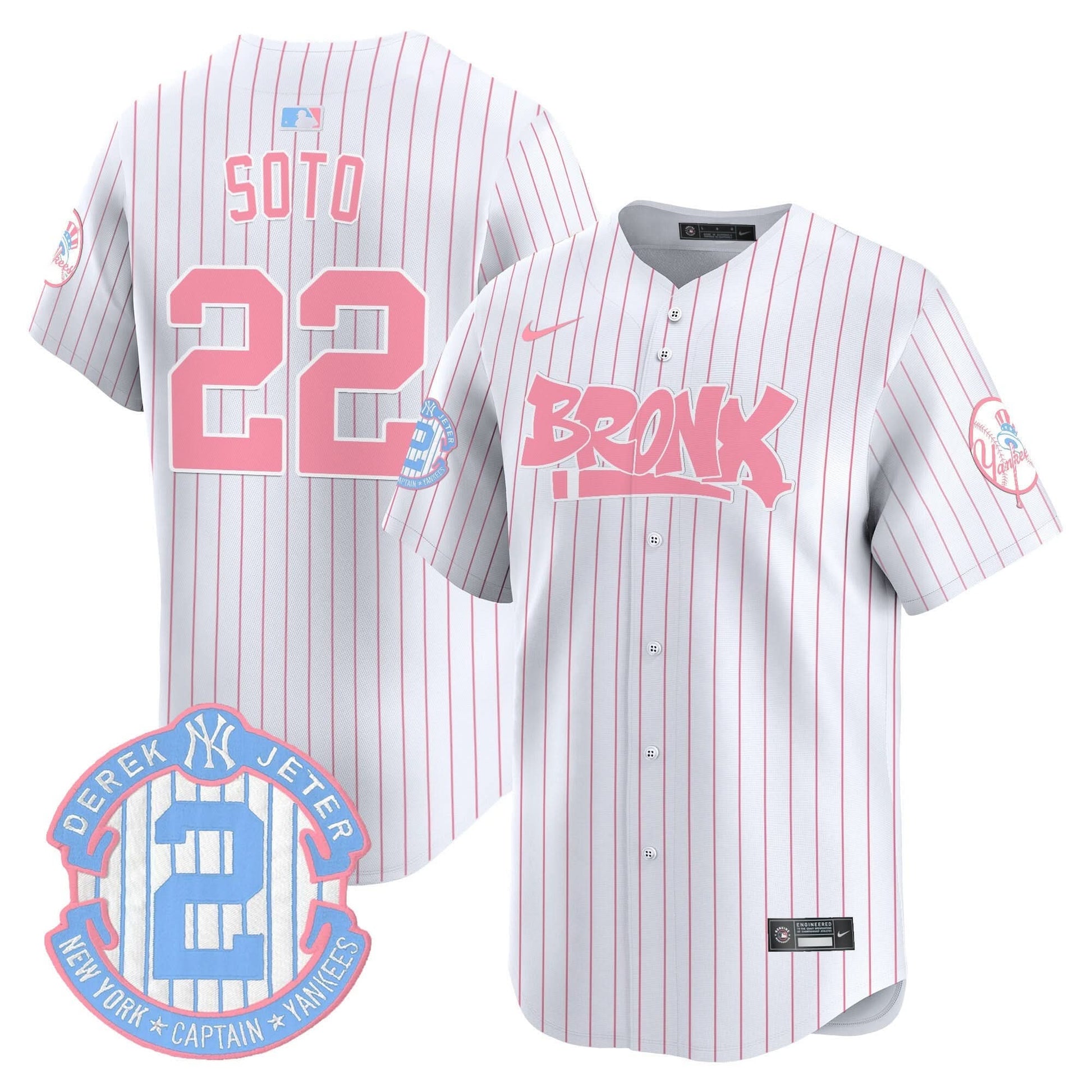 Unisex Yankees The Bronx Graffiti Bubblegum Pink Vapor Premier Limited Jersey - All Stitched