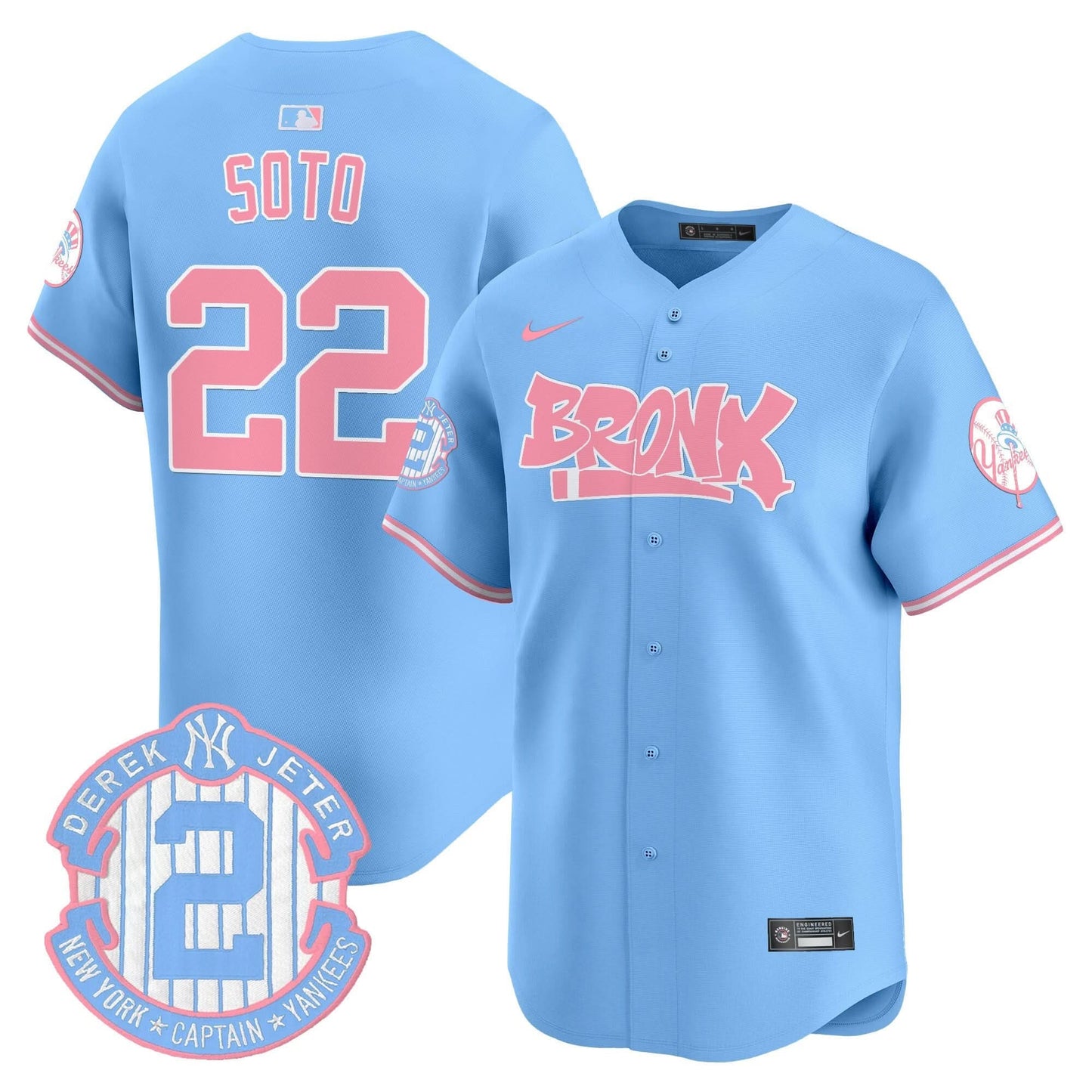 Unisex Yankees The Bronx Graffiti Bubblegum Pink Vapor Premier Limited Jersey - All Stitched