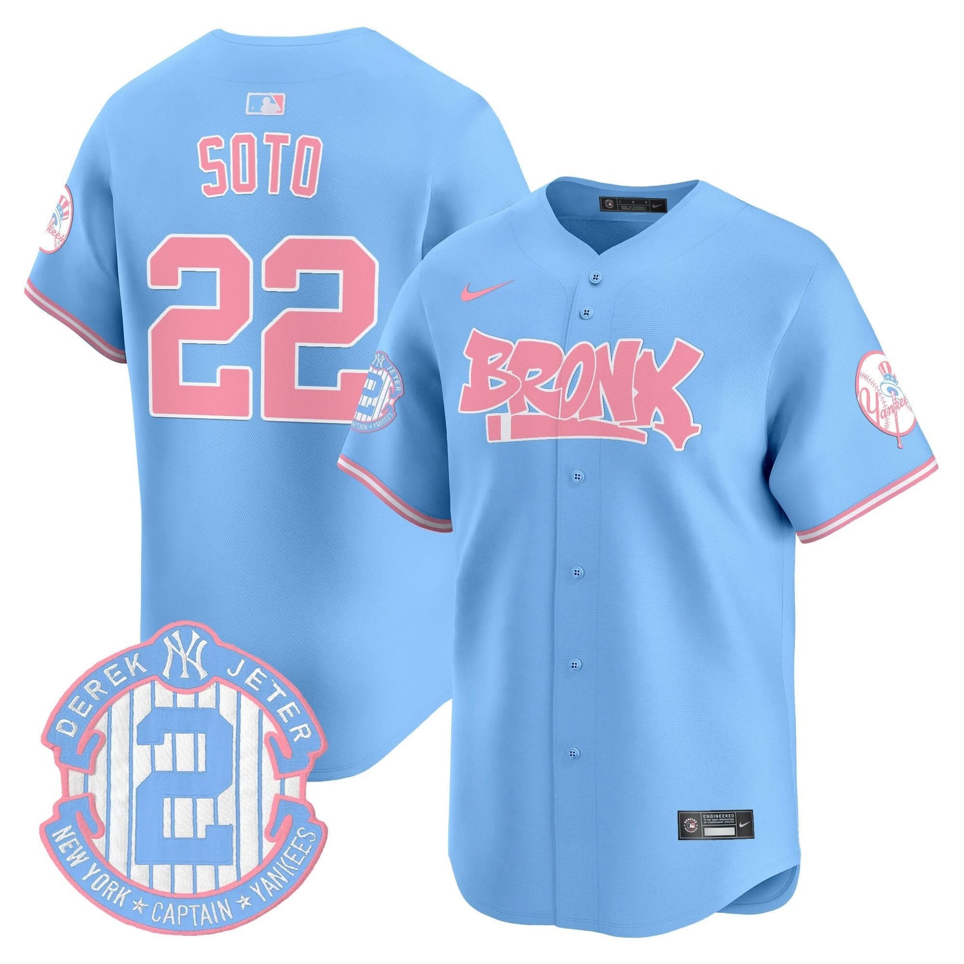 Unisex Yankees The Bronx Graffiti Bubblegum Pink Vapor Premier Limited Jersey - All Stitched