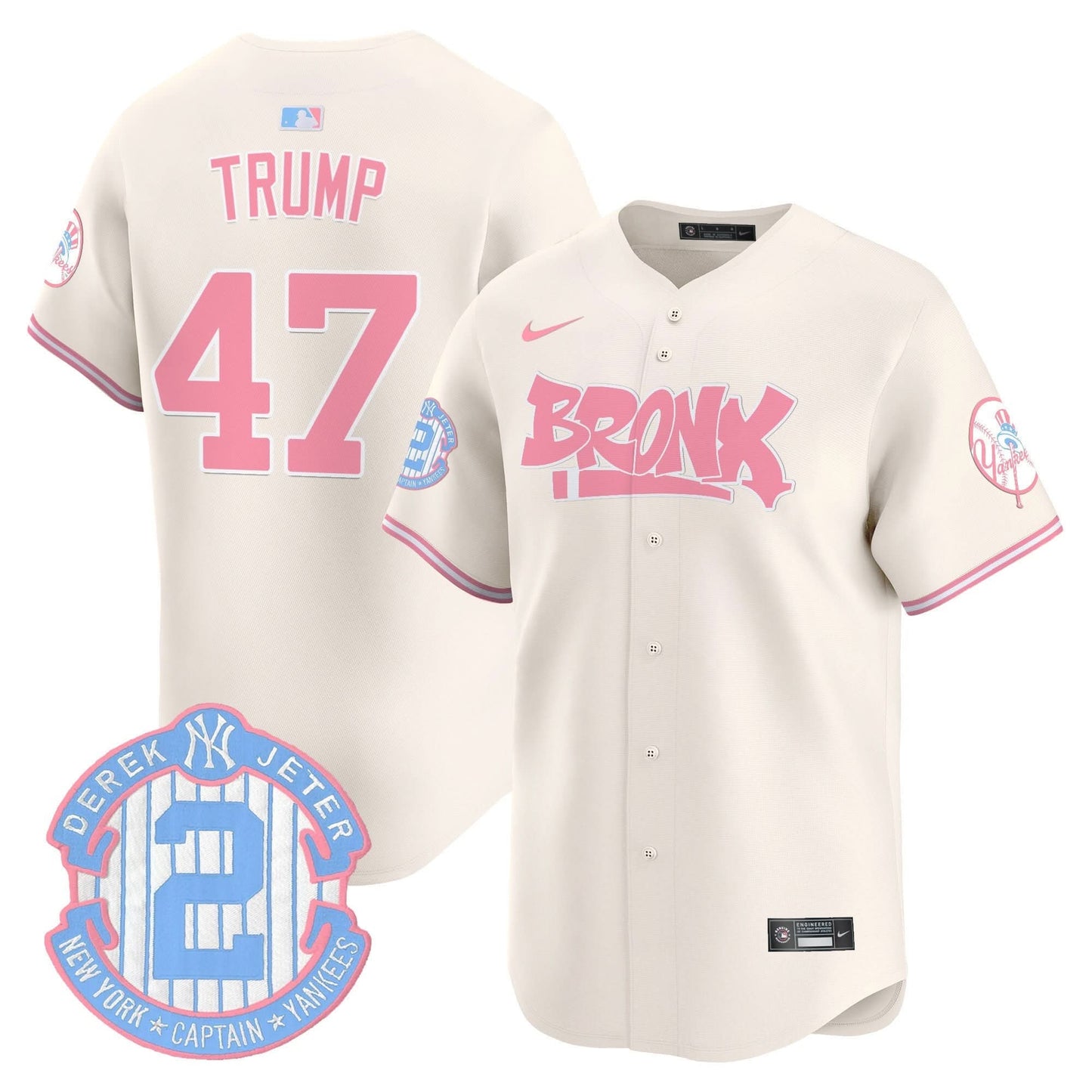 Unisex Yankees The Bronx Graffiti Bubblegum Pink Vapor Premier Limited Jersey - All Stitched