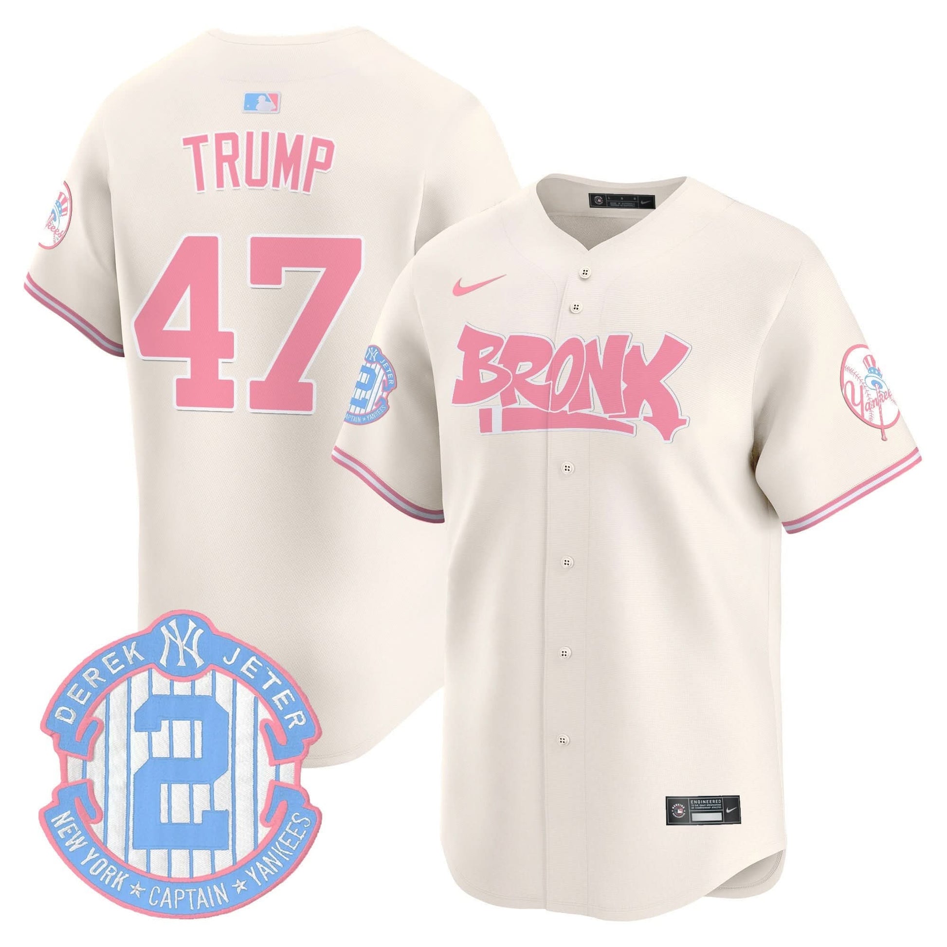 Unisex Yankees The Bronx Graffiti Bubblegum Pink Vapor Premier Limited Jersey - All Stitched