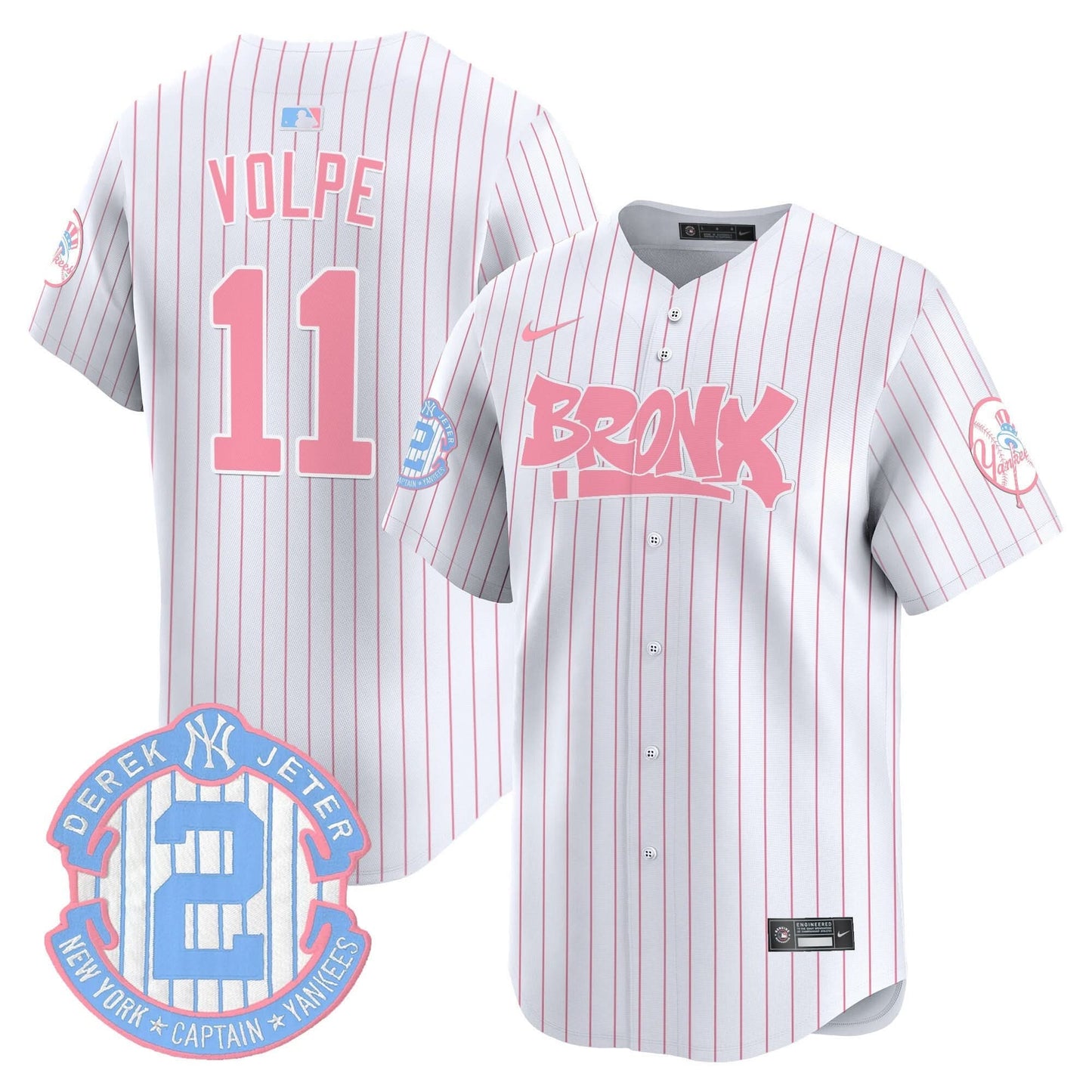 Unisex Yankees The Bronx Graffiti Bubblegum Pink Vapor Premier Limited Jersey - All Stitched