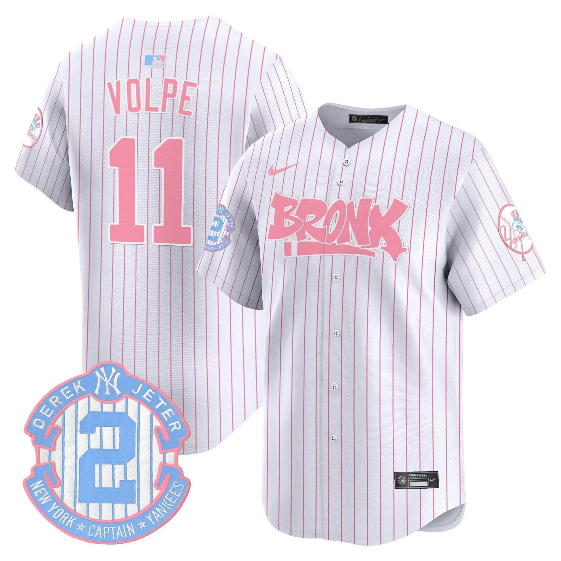 Unisex Yankees The Bronx Graffiti Bubblegum Pink Vapor Premier Limited Jersey - All Stitched