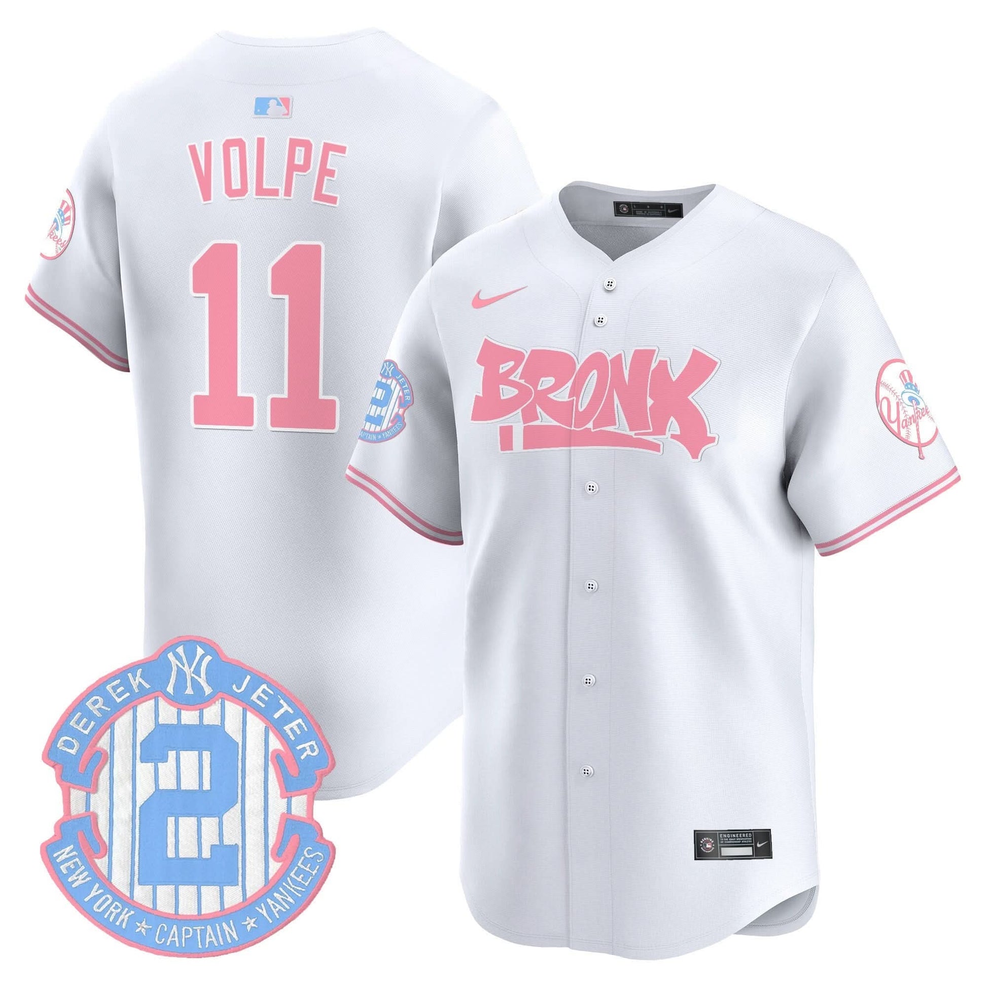 Unisex Yankees The Bronx Graffiti Bubblegum Pink Vapor Premier Limited Jersey - All Stitched