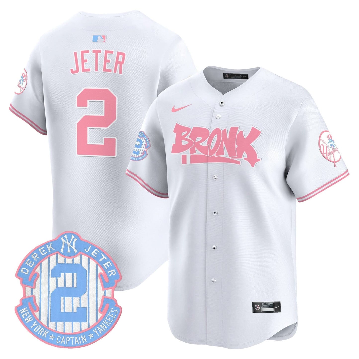 Unisex Yankees The Bronx Graffiti Bubblegum Pink Vapor Premier Limited Jersey - All Stitched