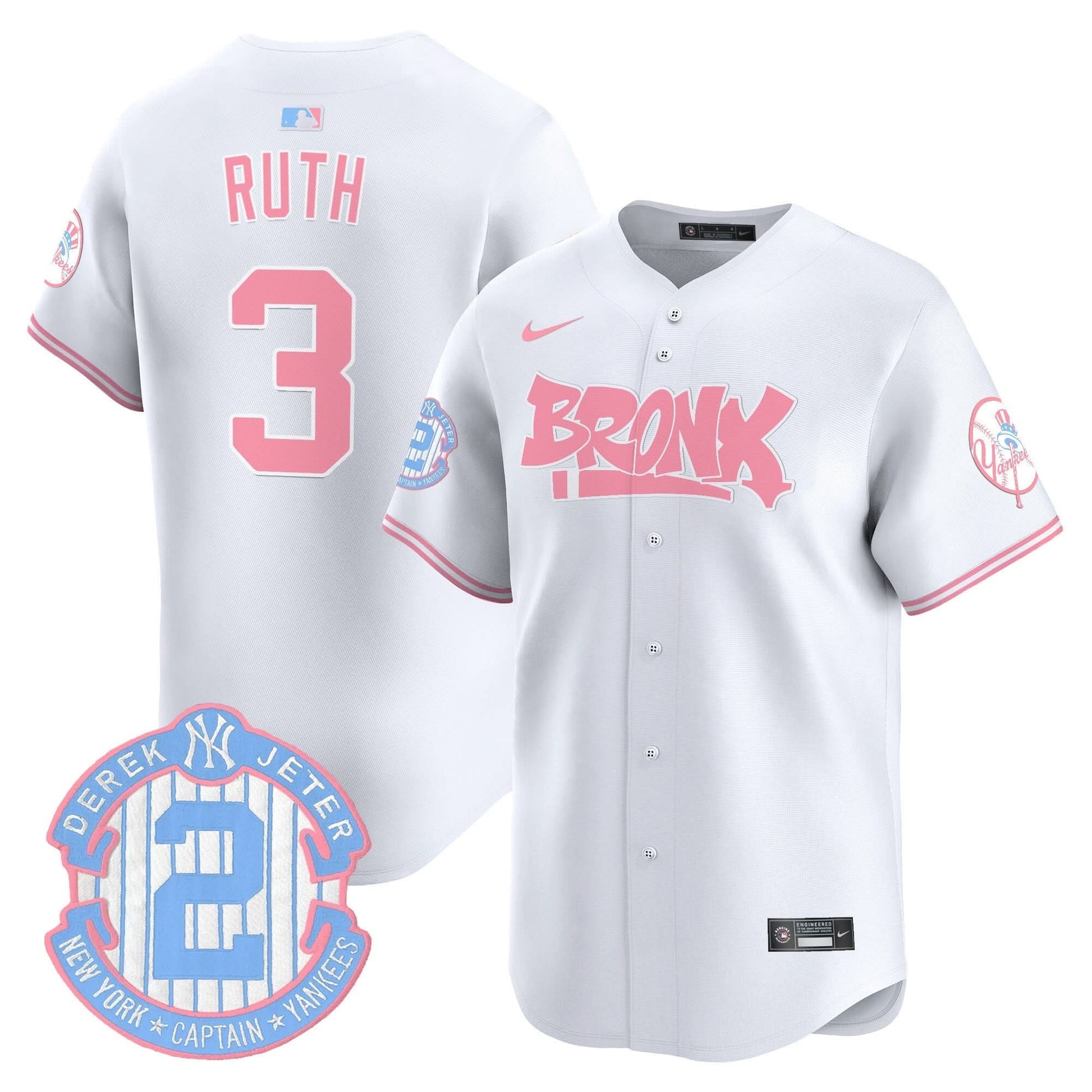 Unisex Yankees The Bronx Graffiti Bubblegum Pink Vapor Premier Limited Jersey - All Stitched