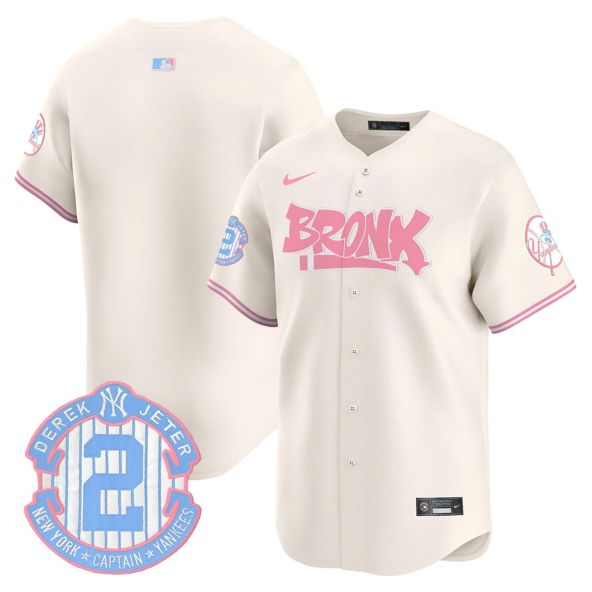 Unisex Yankees The Bronx Graffiti Bubblegum Pink Vapor Premier Limited Jersey - All Stitched