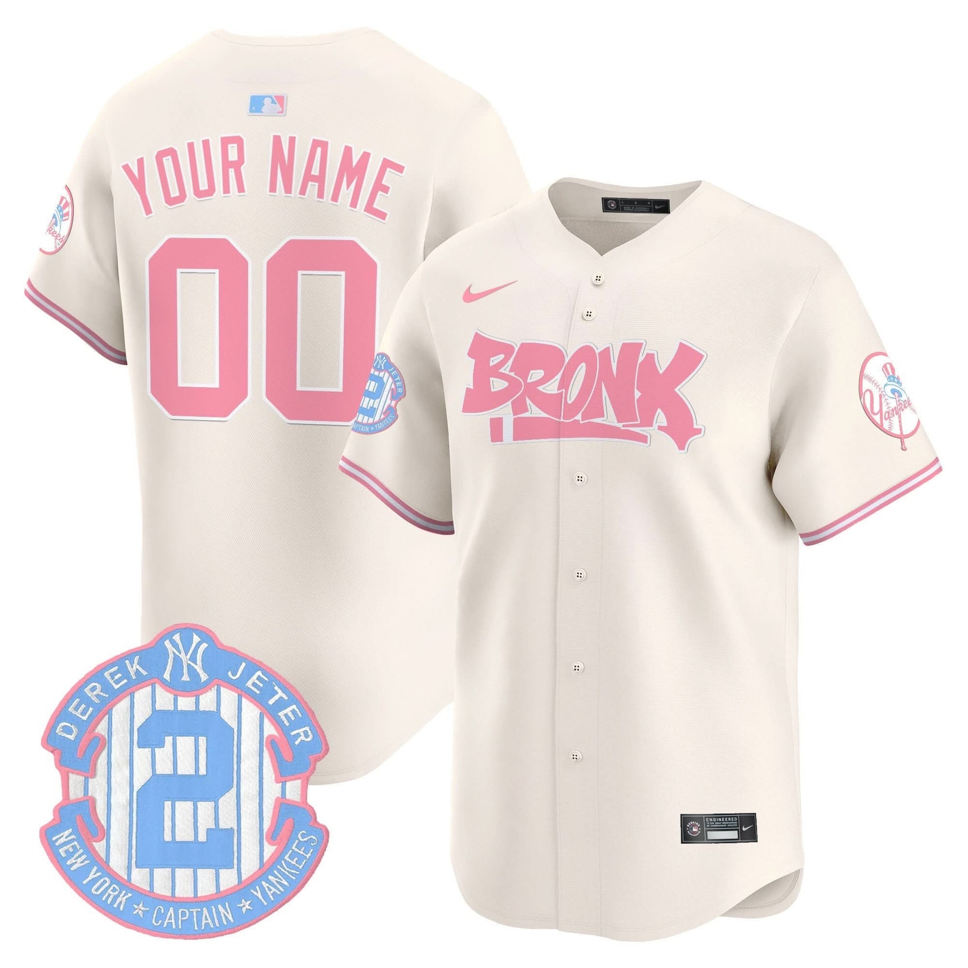 Yankees The Bronx Graffiti Bubblegum Pink Vapor Premier Limited Custom Jersey - All Stitched