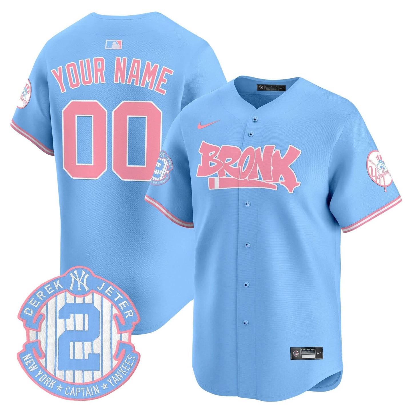 Yankees The Bronx Graffiti Bubblegum Pink Vapor Premier Limited Custom Jersey - All Stitched