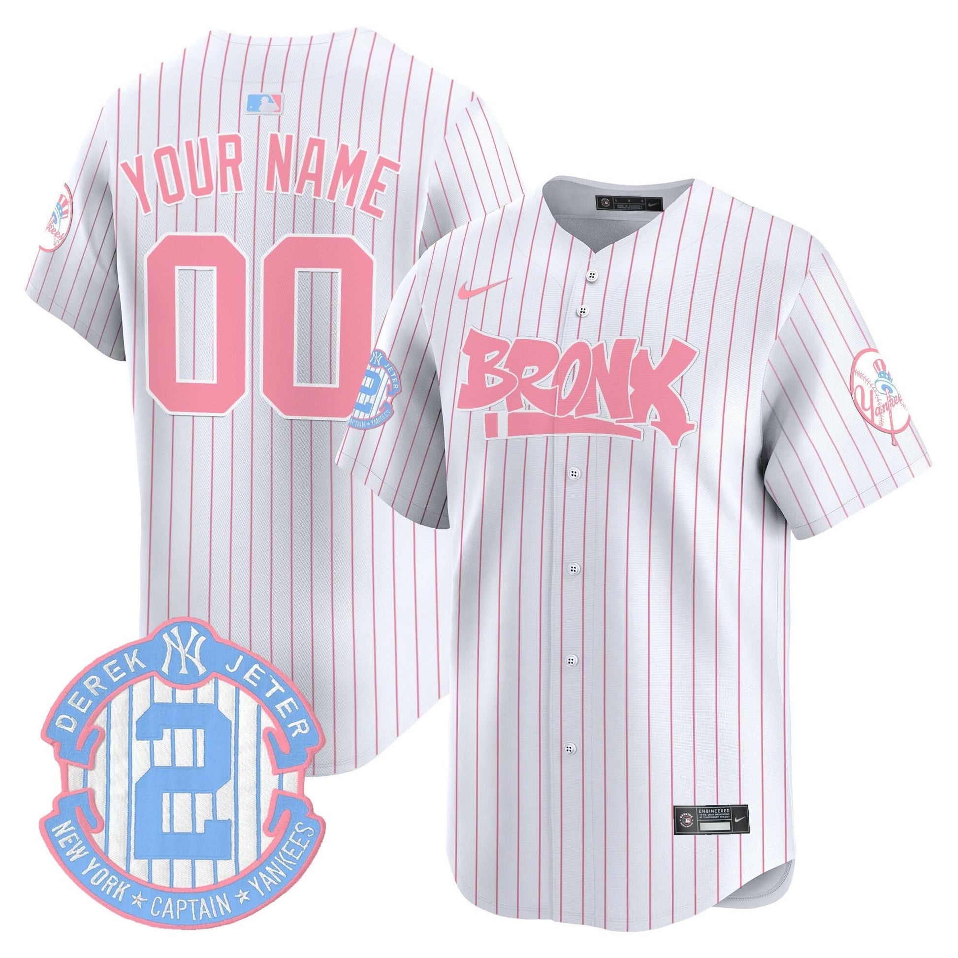 Yankees The Bronx Graffiti Bubblegum Pink Vapor Premier Limited Custom Jersey - All Stitched