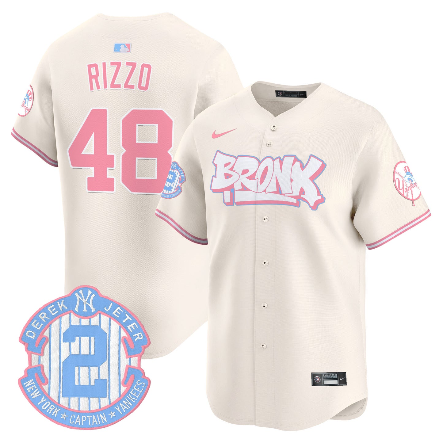 Yankees The Bronx Graffiti Bubblegum Pink Vapor Premier Limited Jersey V2 - All Stitched