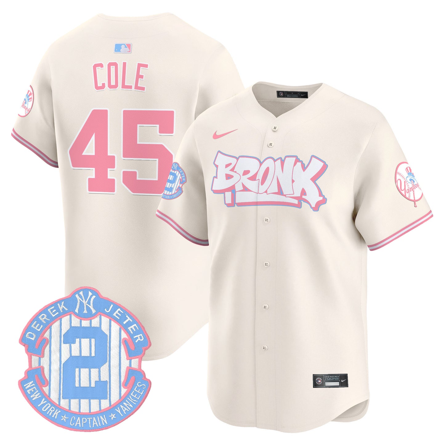 Yankees The Bronx Graffiti Bubblegum Pink Vapor Premier Limited Jersey V2 - All Stitched