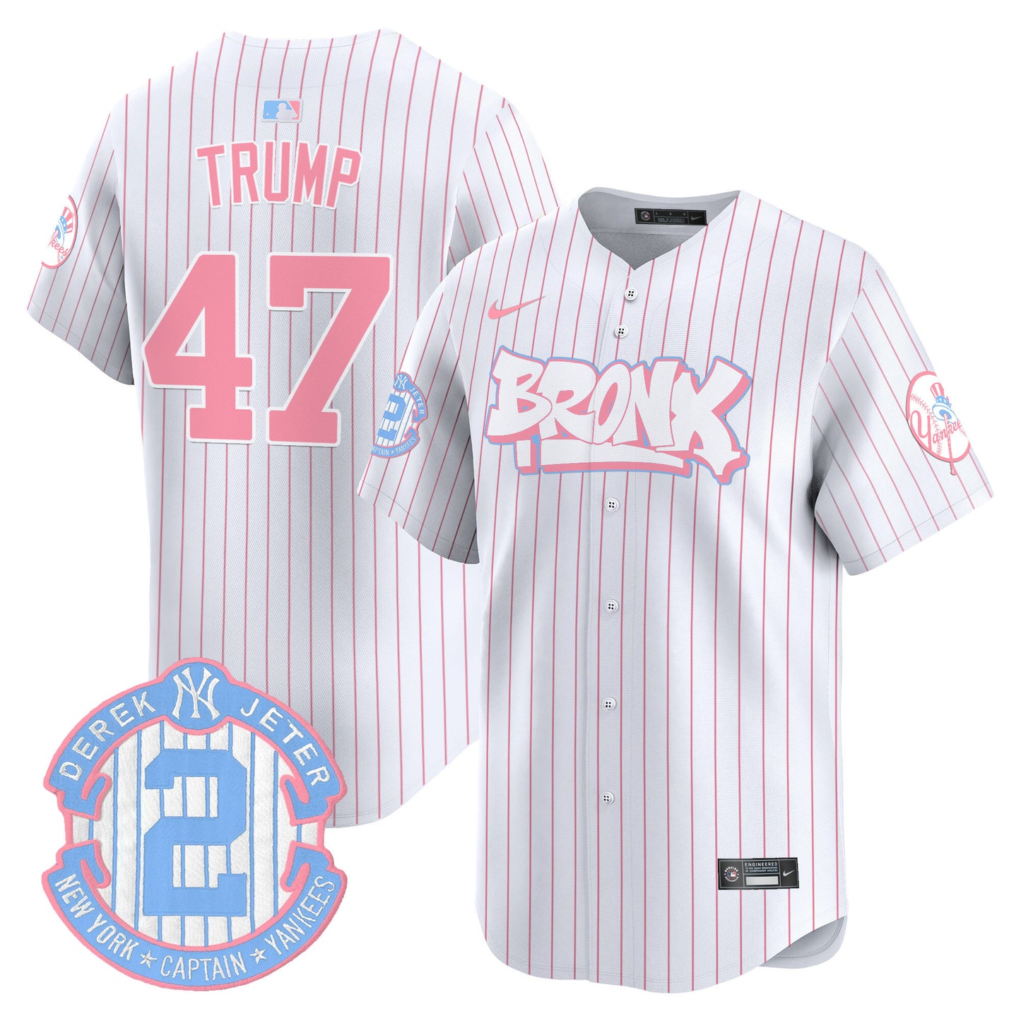 Yankees The Bronx Graffiti Bubblegum Pink Vapor Premier Limited Jersey V2 - All Stitched