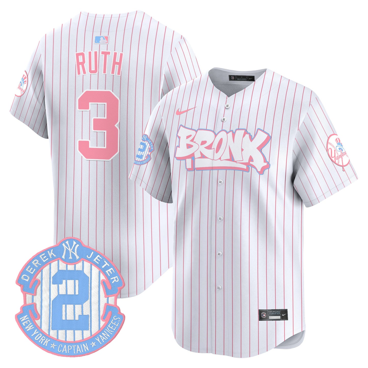 Yankees The Bronx Graffiti Bubblegum Pink Vapor Premier Limited Jersey V2 - All Stitched