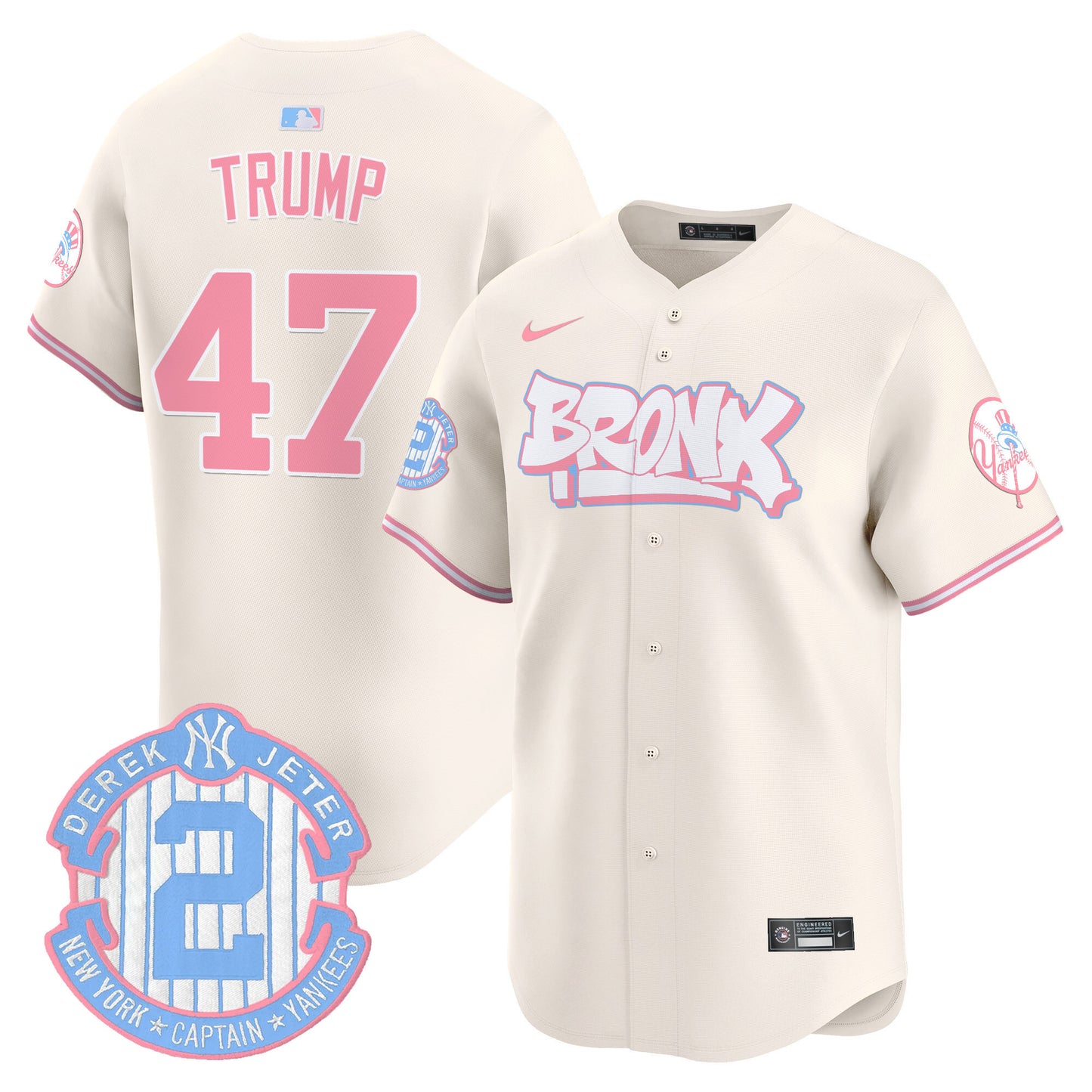 Yankees The Bronx Graffiti Bubblegum Pink Vapor Premier Limited Jersey V2 - All Stitched