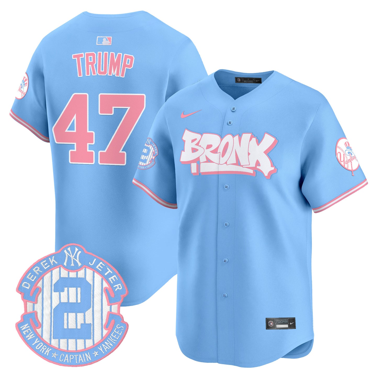 Yankees The Bronx Graffiti Bubblegum Pink Vapor Premier Limited Jersey V2 - All Stitched