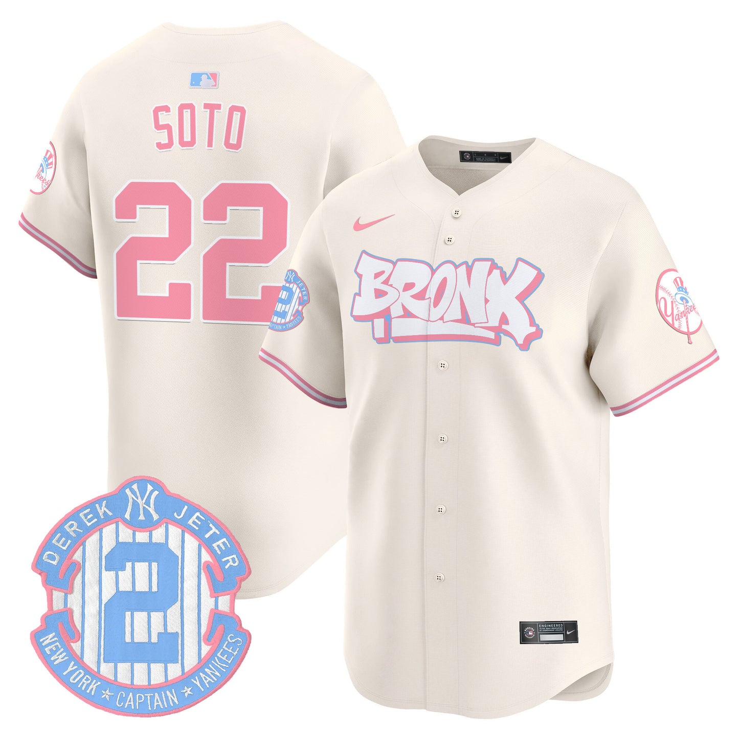 Yankees The Bronx Graffiti Bubblegum Pink Vapor Premier Limited Jersey V2 - All Stitched