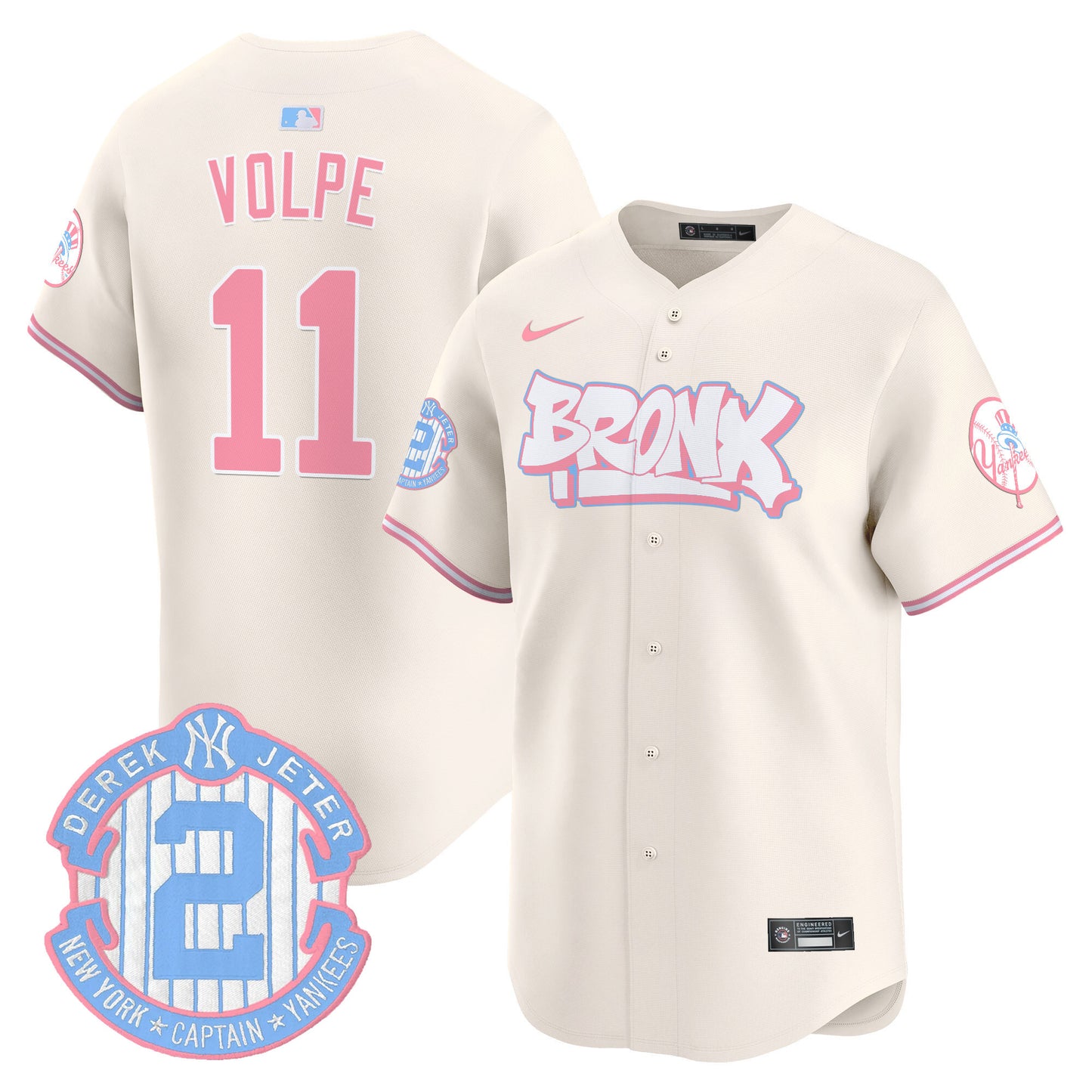 Yankees The Bronx Graffiti Bubblegum Pink Vapor Premier Limited Jersey V2 - All Stitched