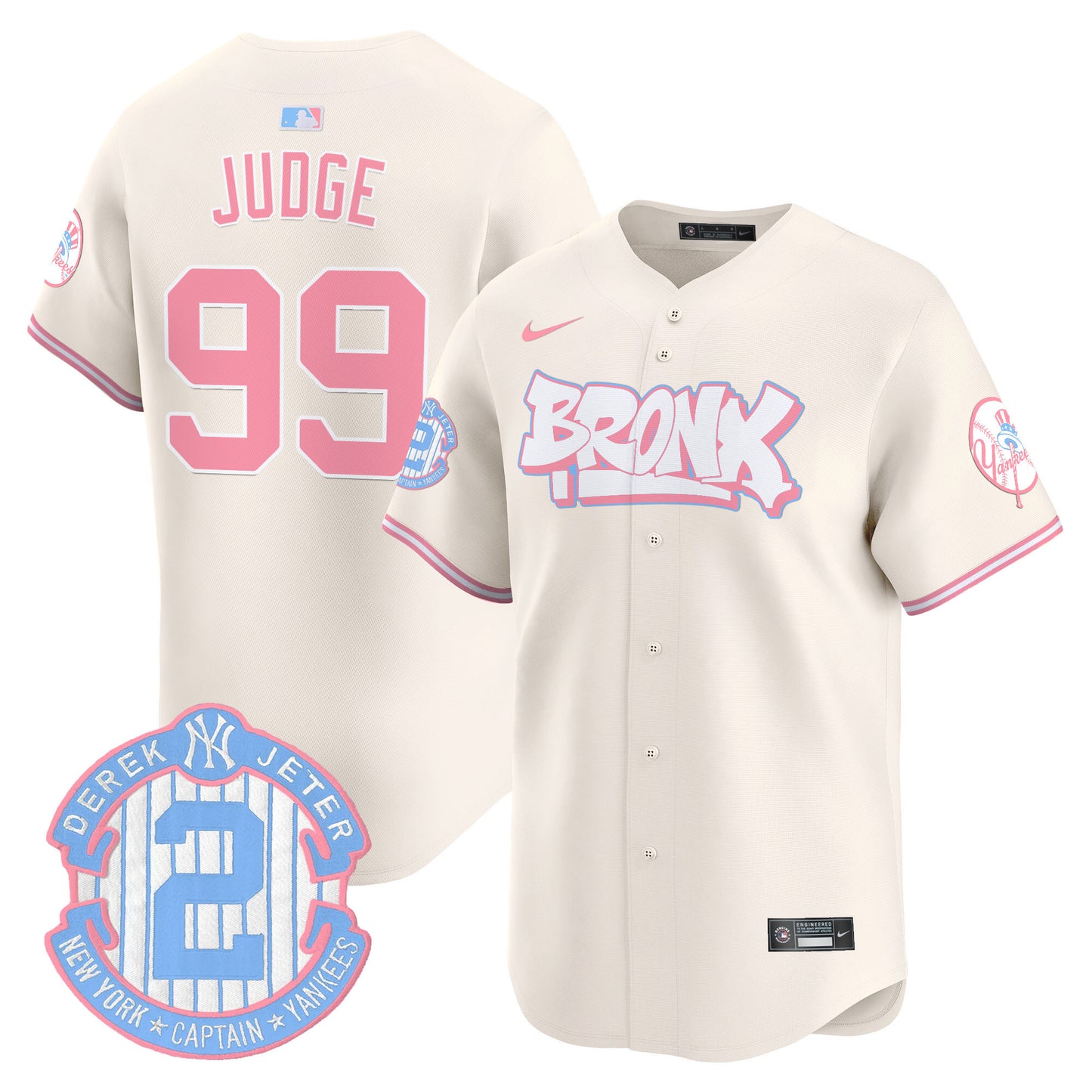 Yankees The Bronx Graffiti Bubblegum Pink Vapor Premier Limited Jersey V2 - All Stitched