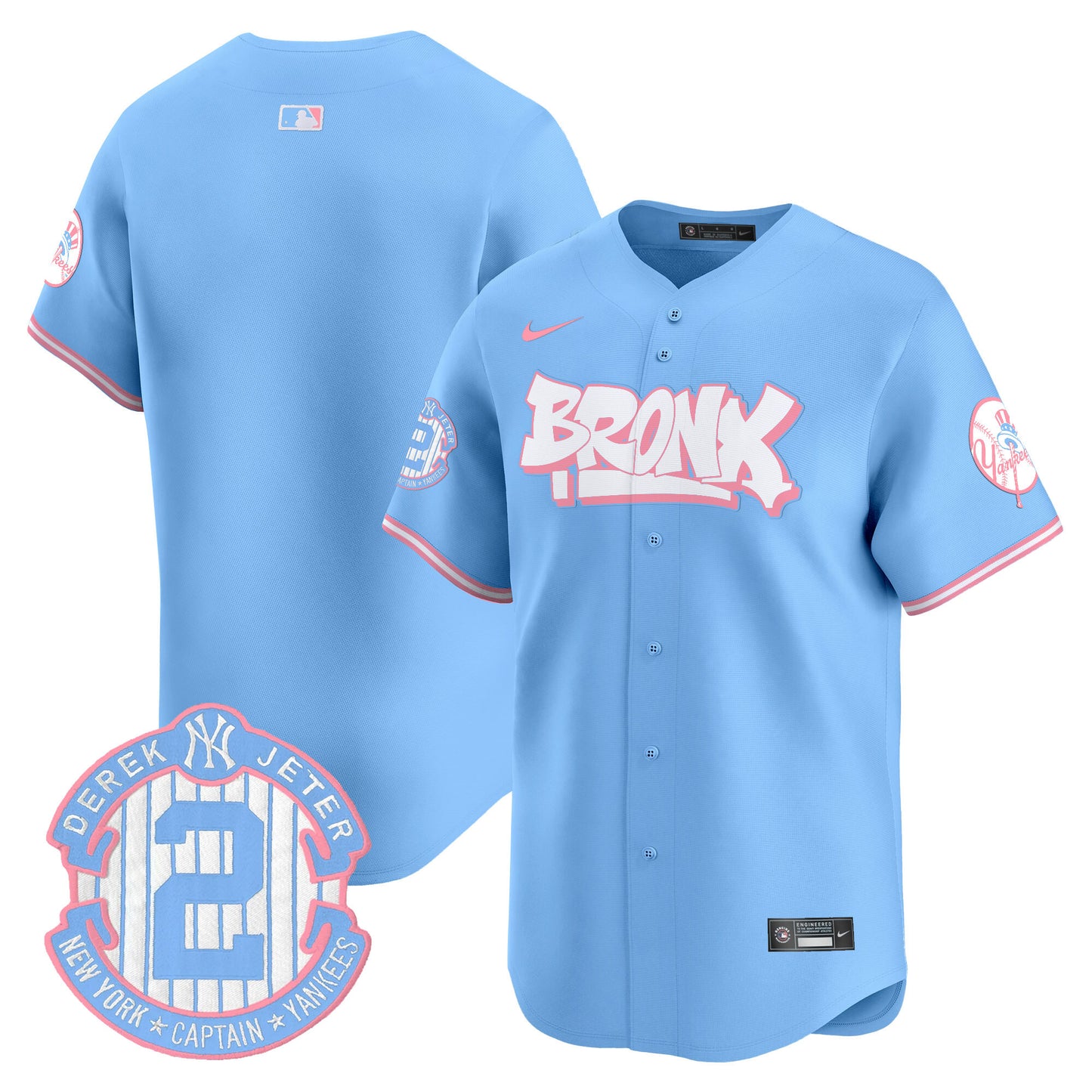 Yankees The Bronx Graffiti Bubblegum Pink Vapor Premier Limited Jersey V2 - All Stitched