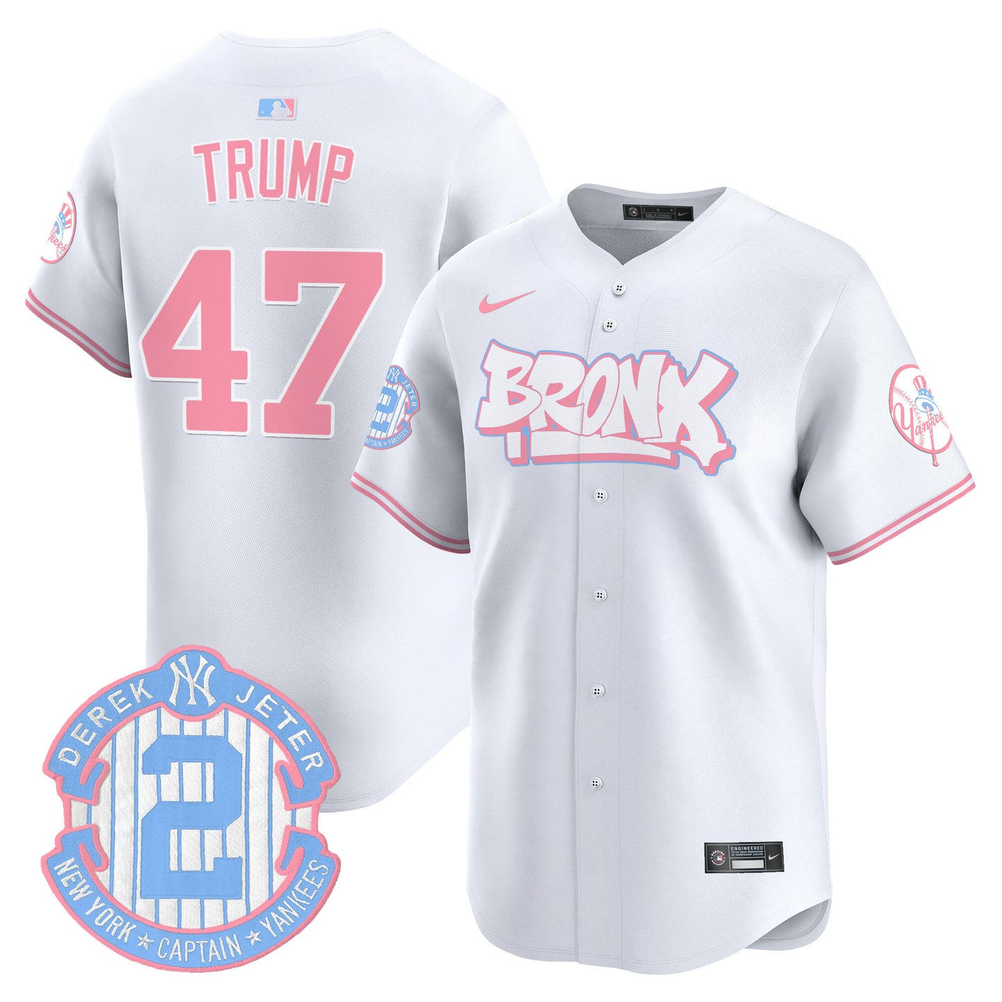 Yankees The Bronx Graffiti Bubblegum Pink Vapor Premier Limited Jersey V2 - All Stitched